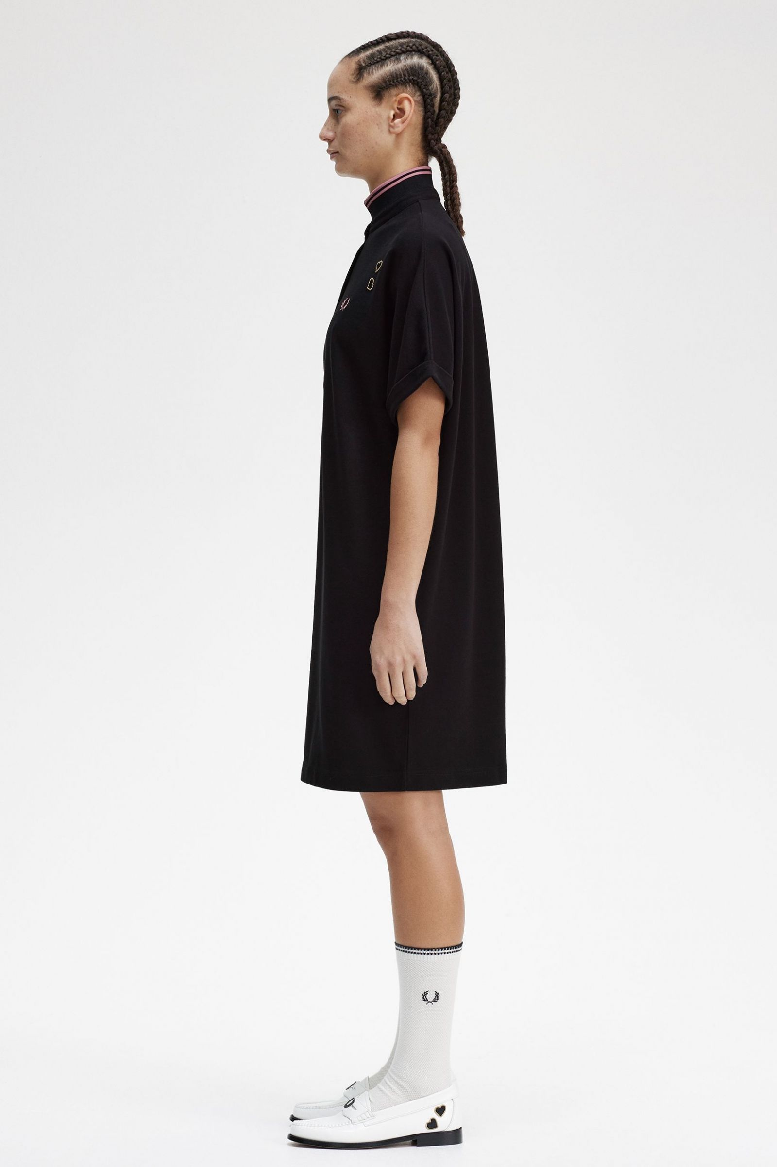 Amy Winehouse FoundationTipped Piqué Shirt Dress Black