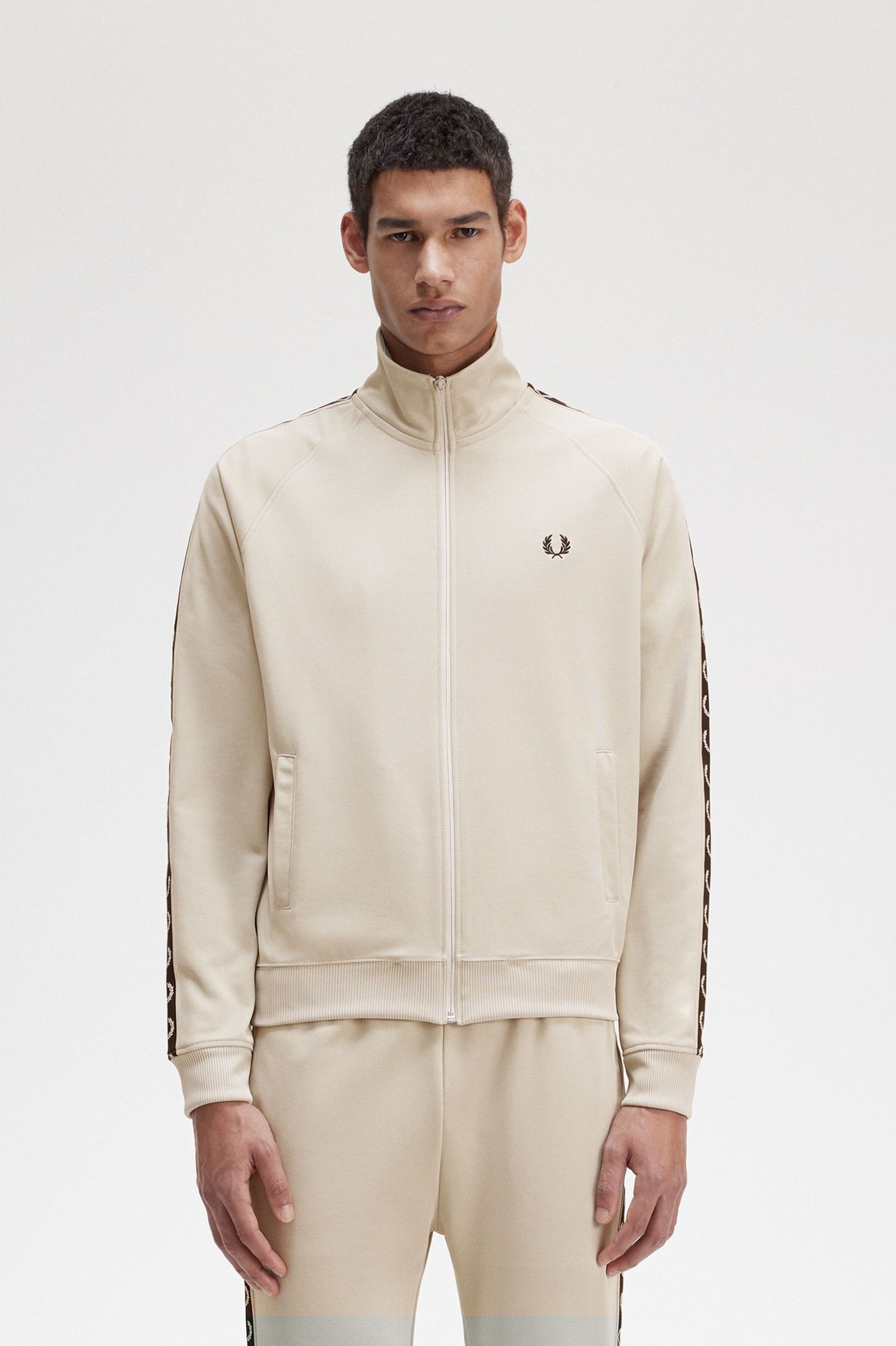 Contrast Tape Track Jacket Light Oyster / Black
