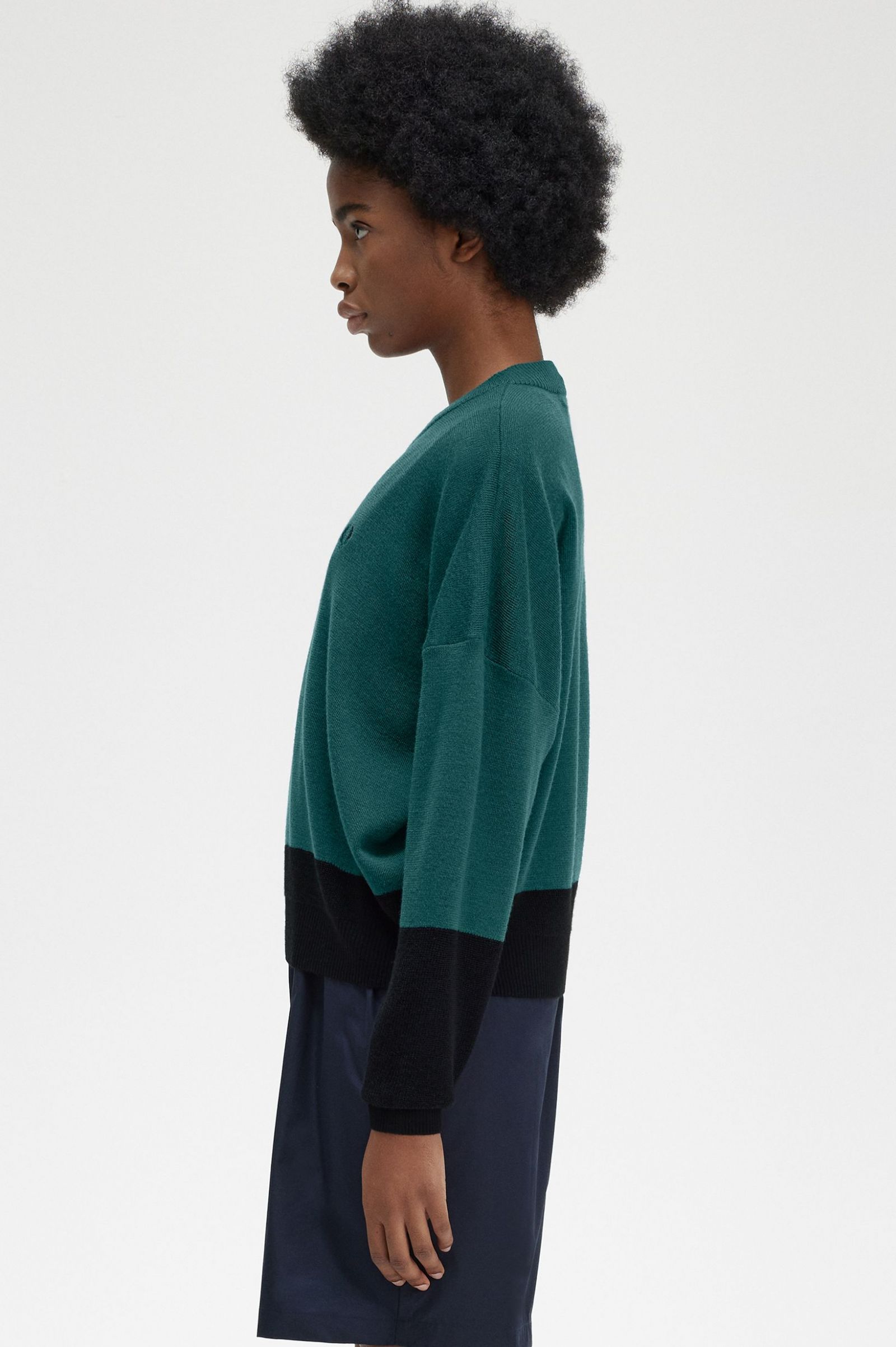 Colour Block Jumper Petrol Blue