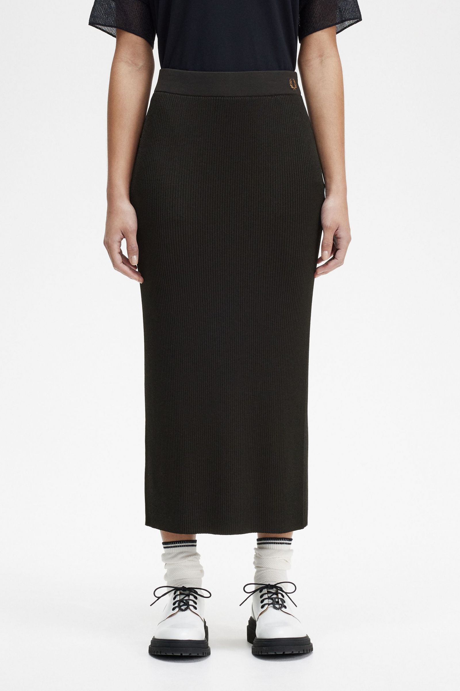 Ribbed Knitted Skirt Black