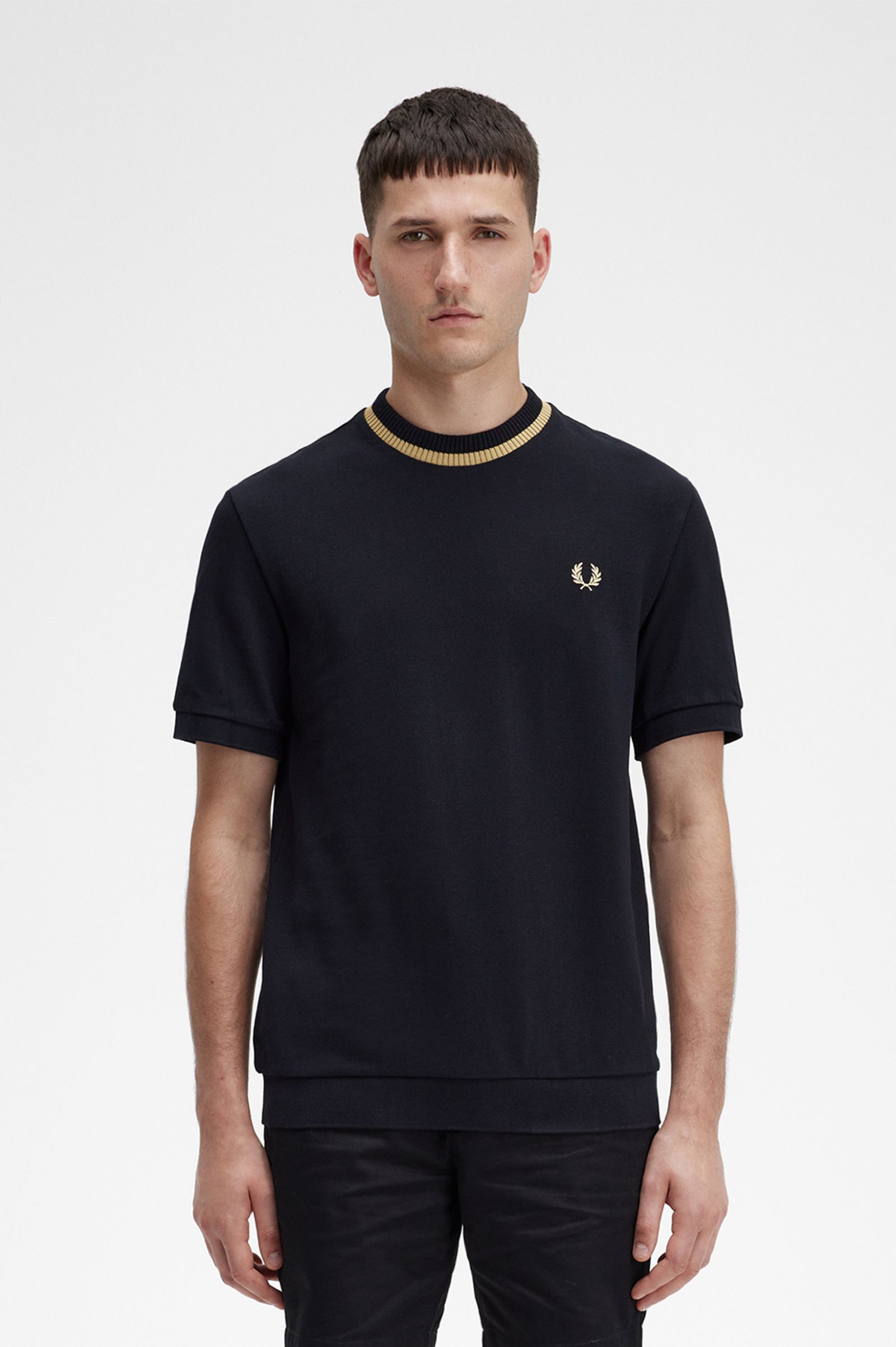 Crew Neck Piqué T-Shirt Black