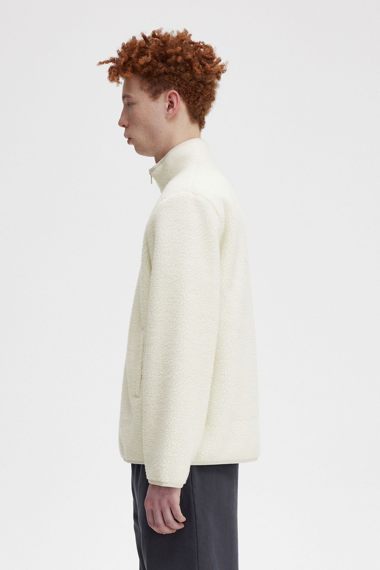 Zip Through Borg Fleece Ecru
