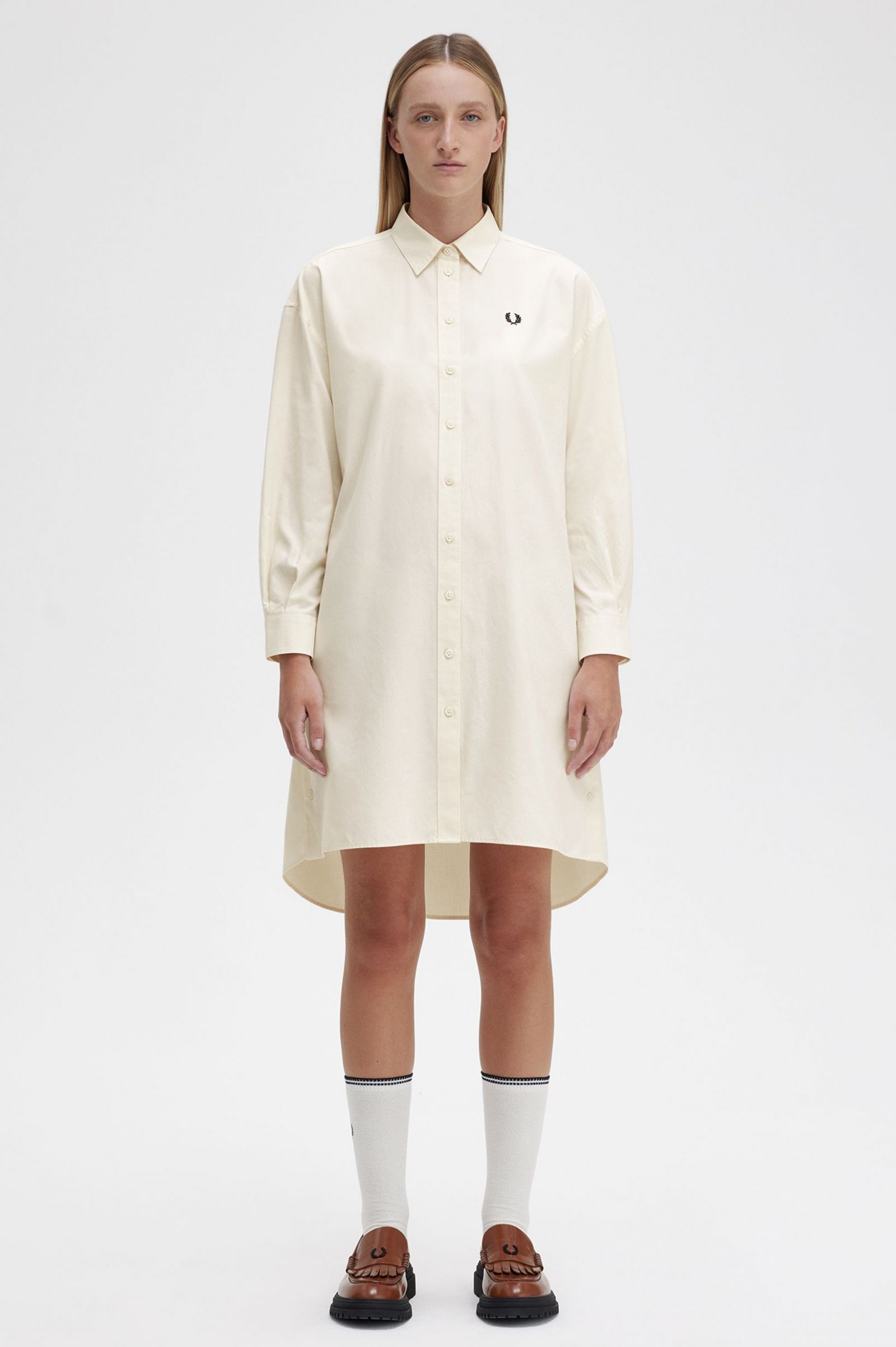 Split Detail Shirt Dress Ecru