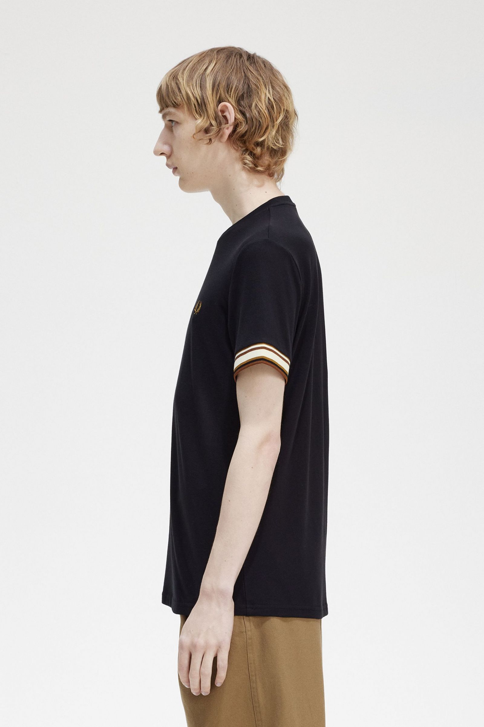 Bold Tipped Piqué T-Shirt Black