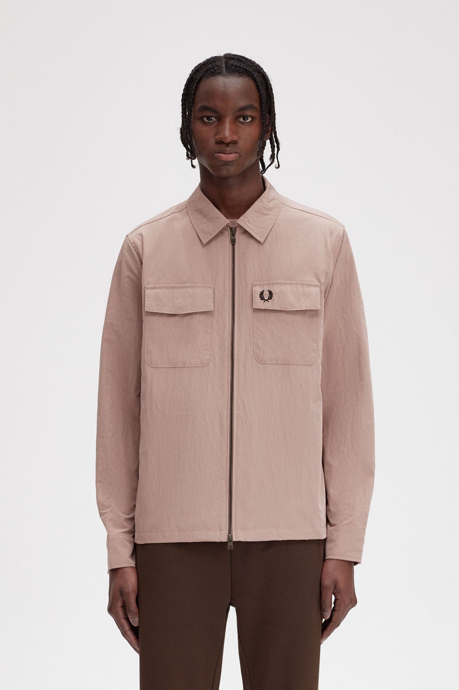 Zip-Through Overshirt Dark Pink