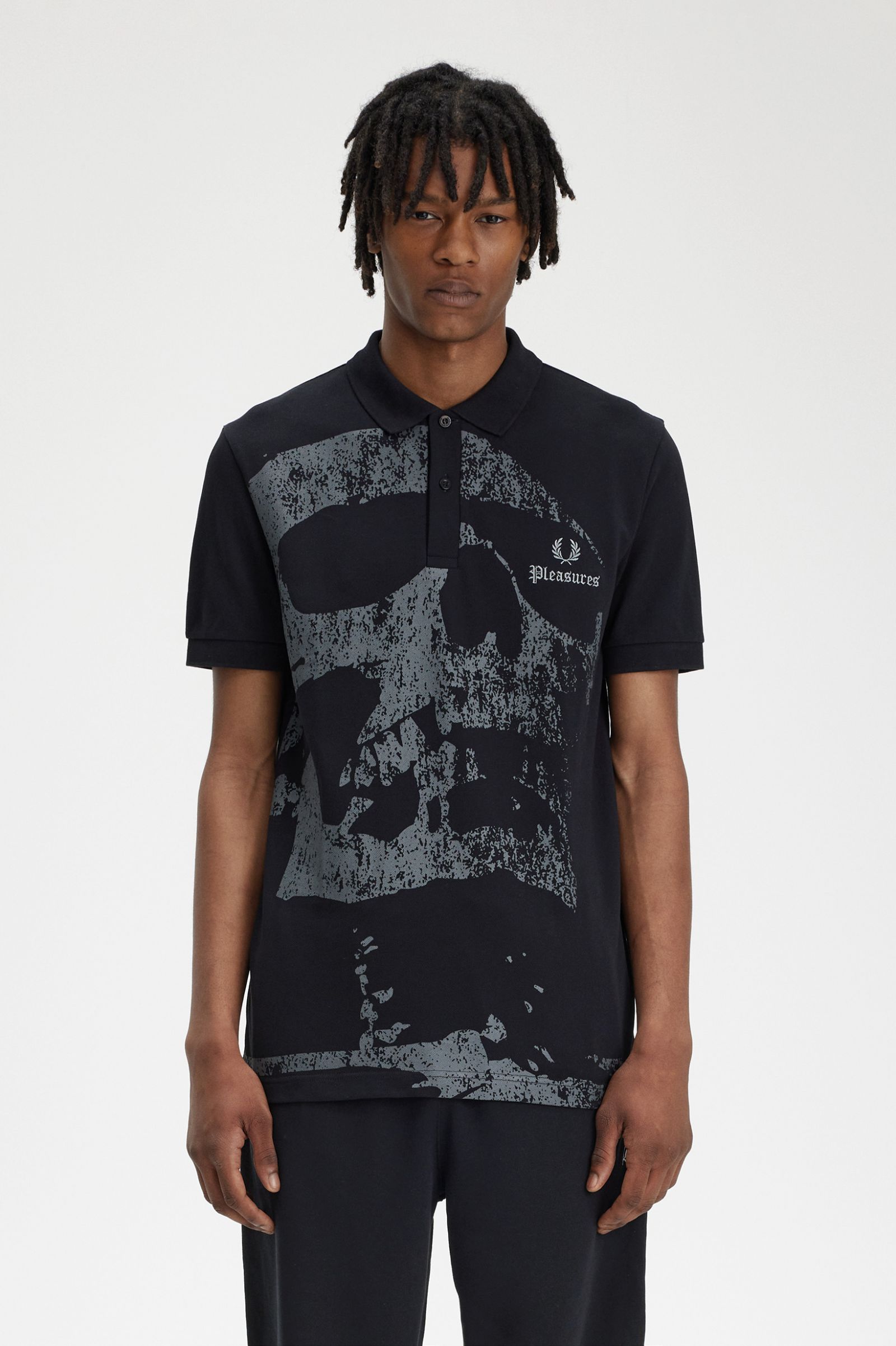 PleasuresSkull Fred Perry Shirt Black