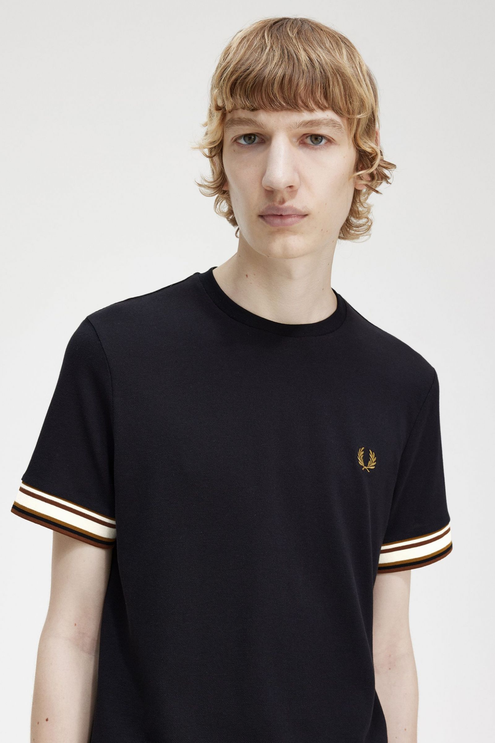 Bold Tipped Piqué T-Shirt Black