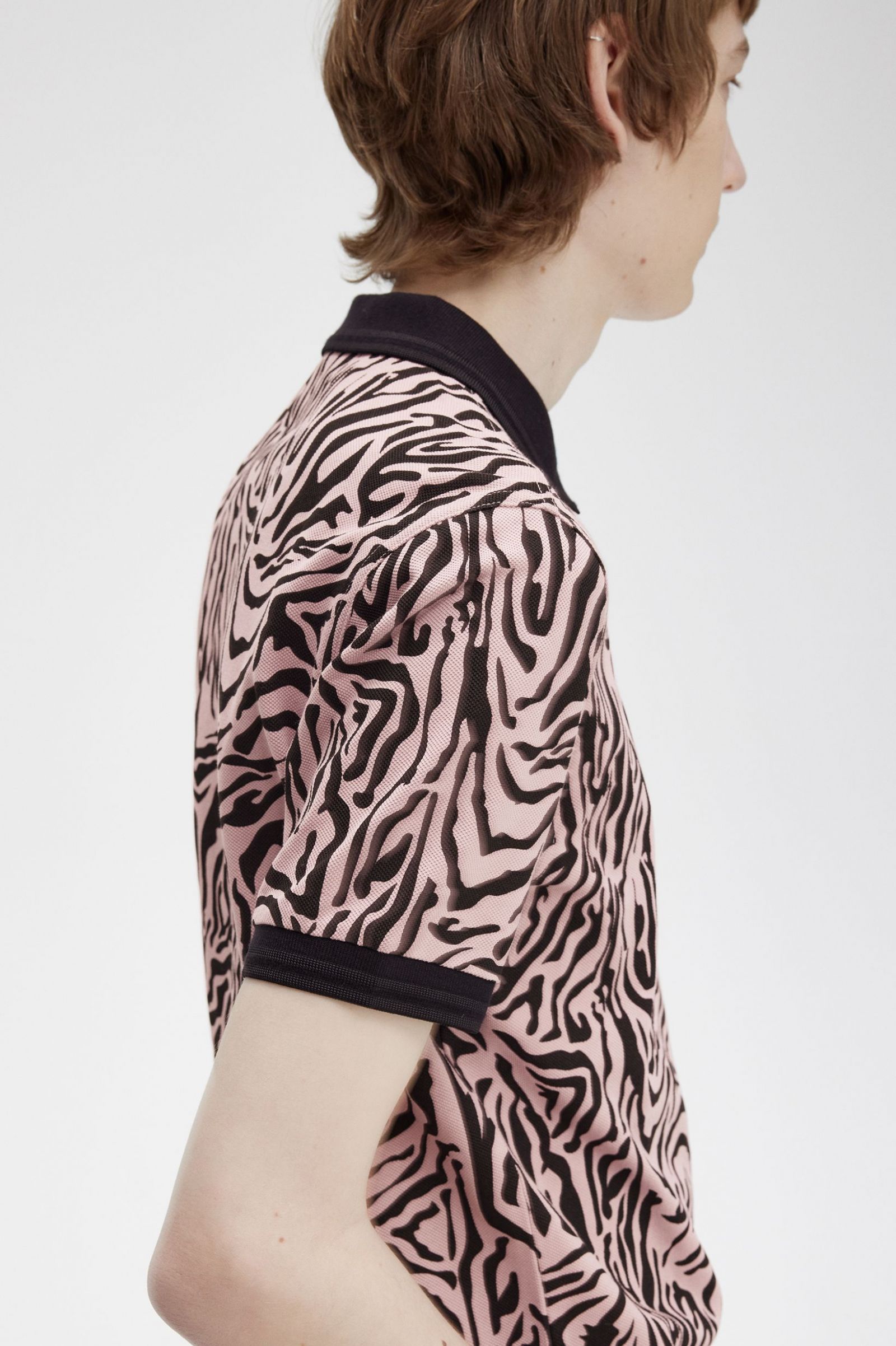 Zebra Print Fred Perry Shirt Dusty Rose Pink