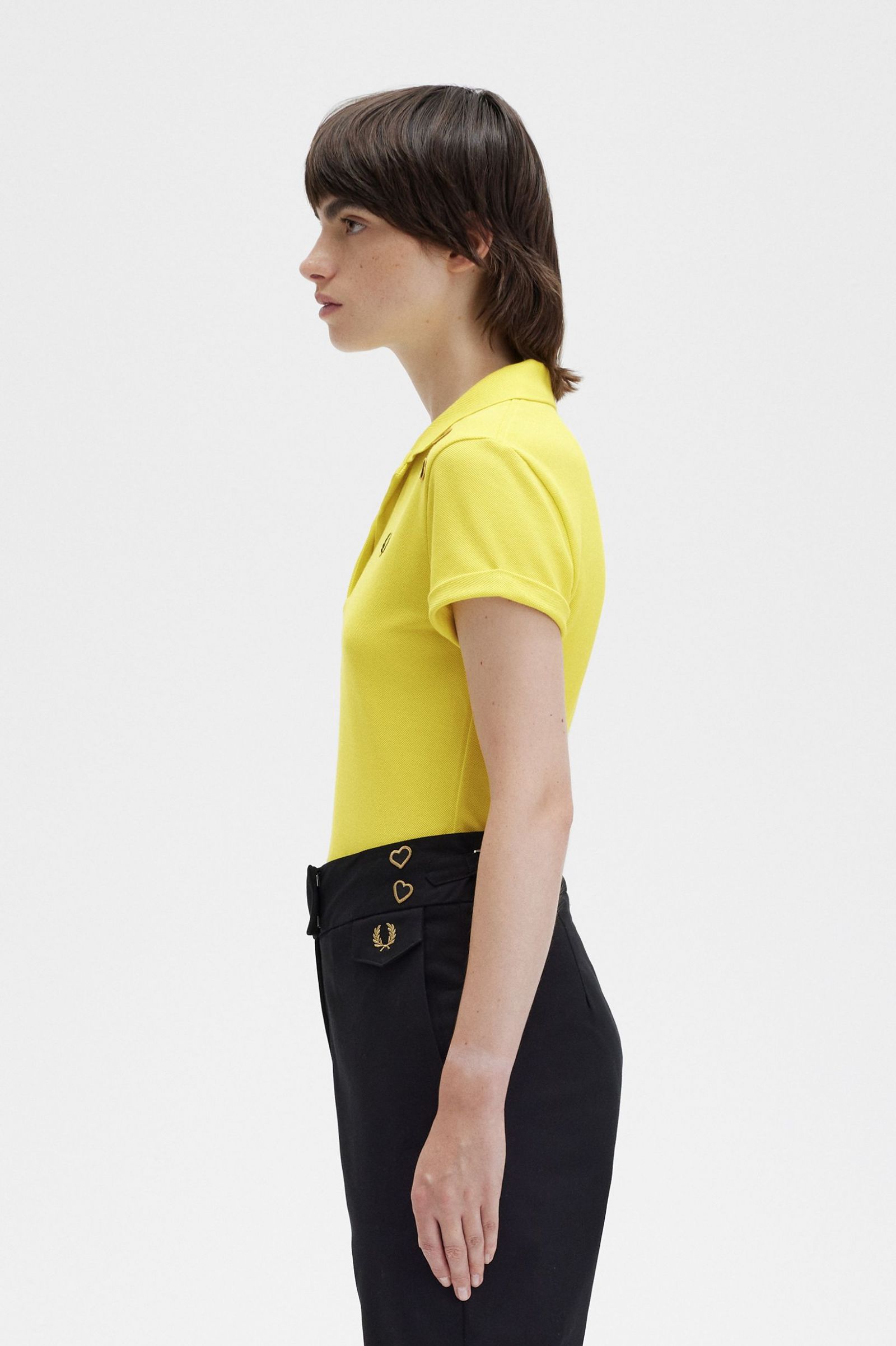 Amy Winehouse FoundationOpen Collar Piqué Shirt Yellow Pop