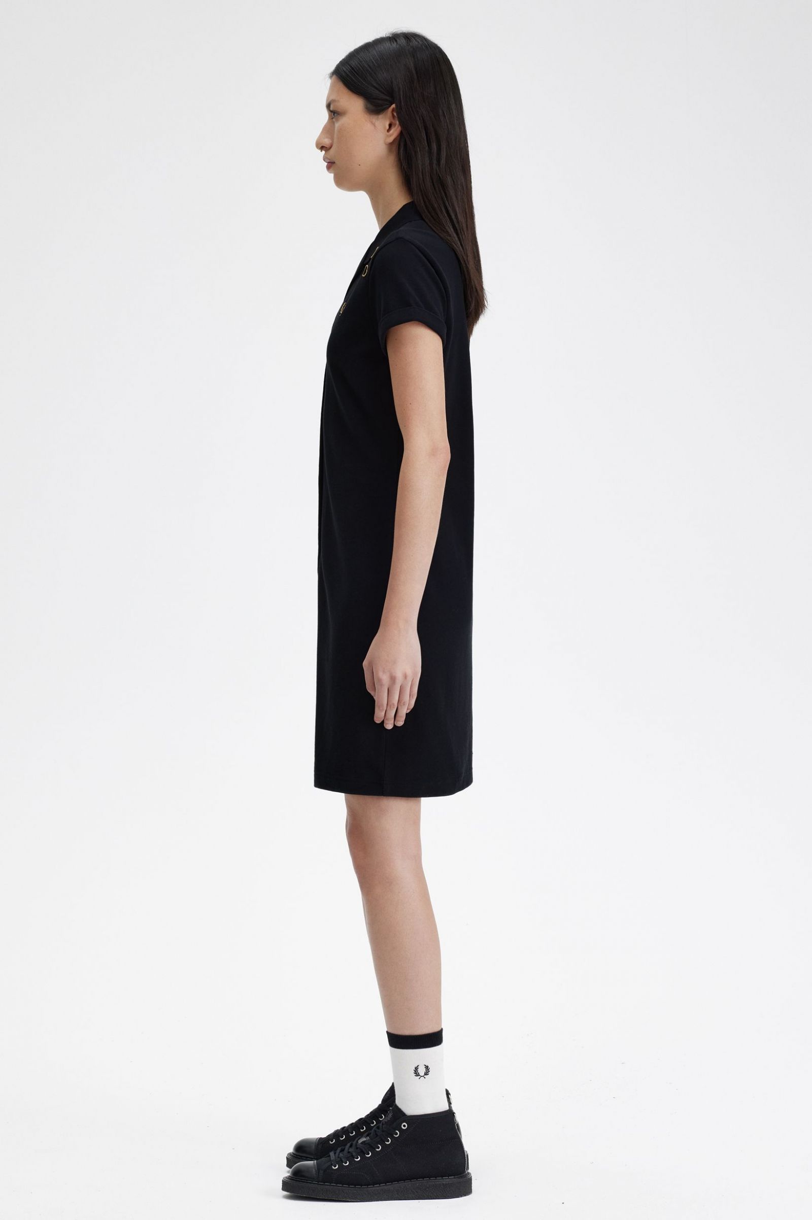 Amy Winehouse FoundationButton Through Pique Shirt Dress Black