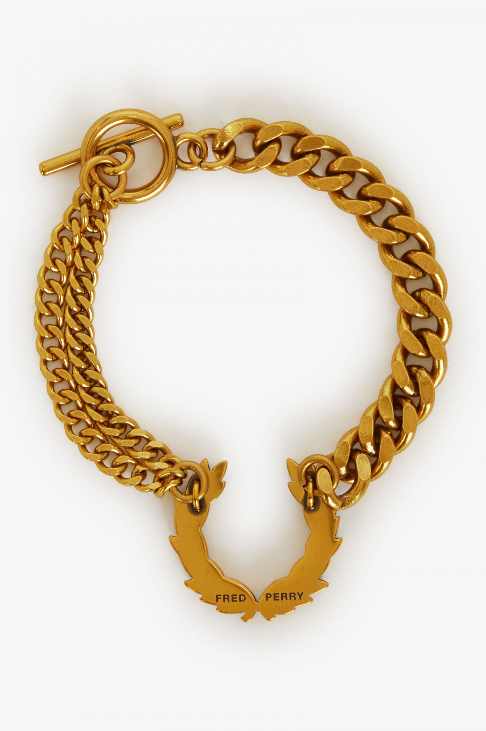 Double Chain Laurel Wreath Bracelet Gold