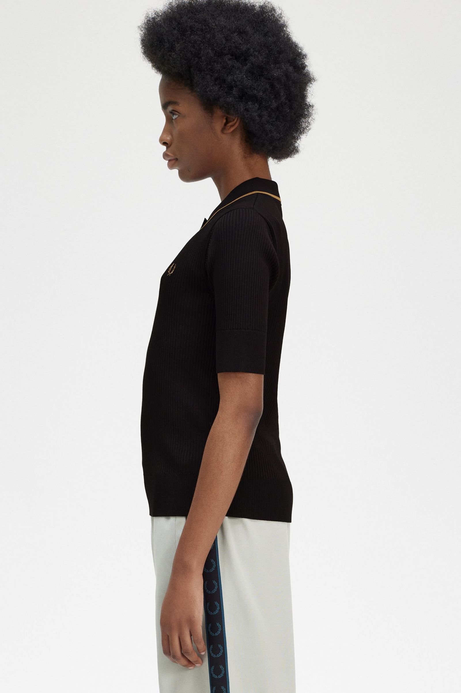 Ribbed Knitted Shirt Black
