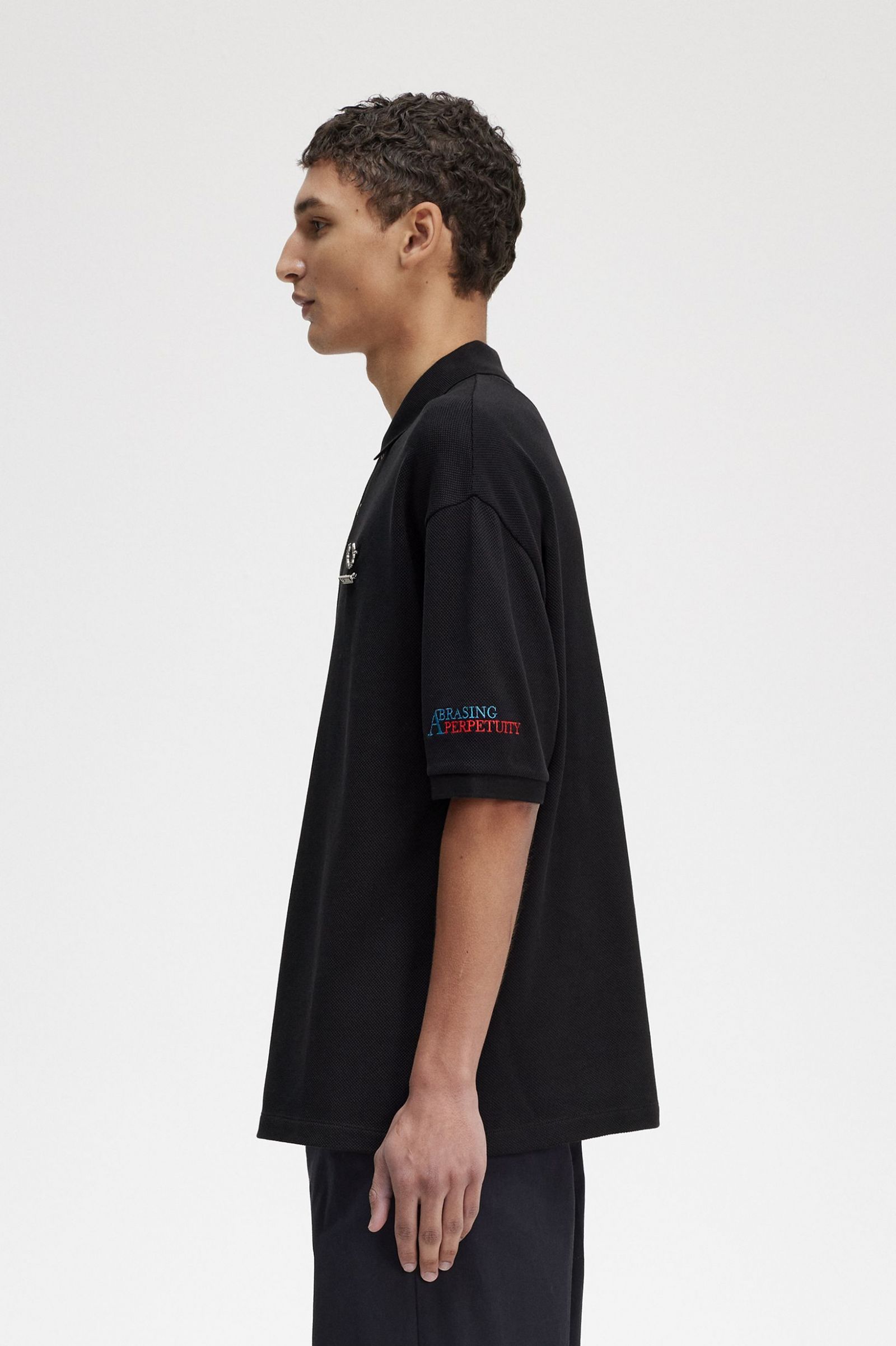 Raf SimonsEmbroidered Polo Shirt Black