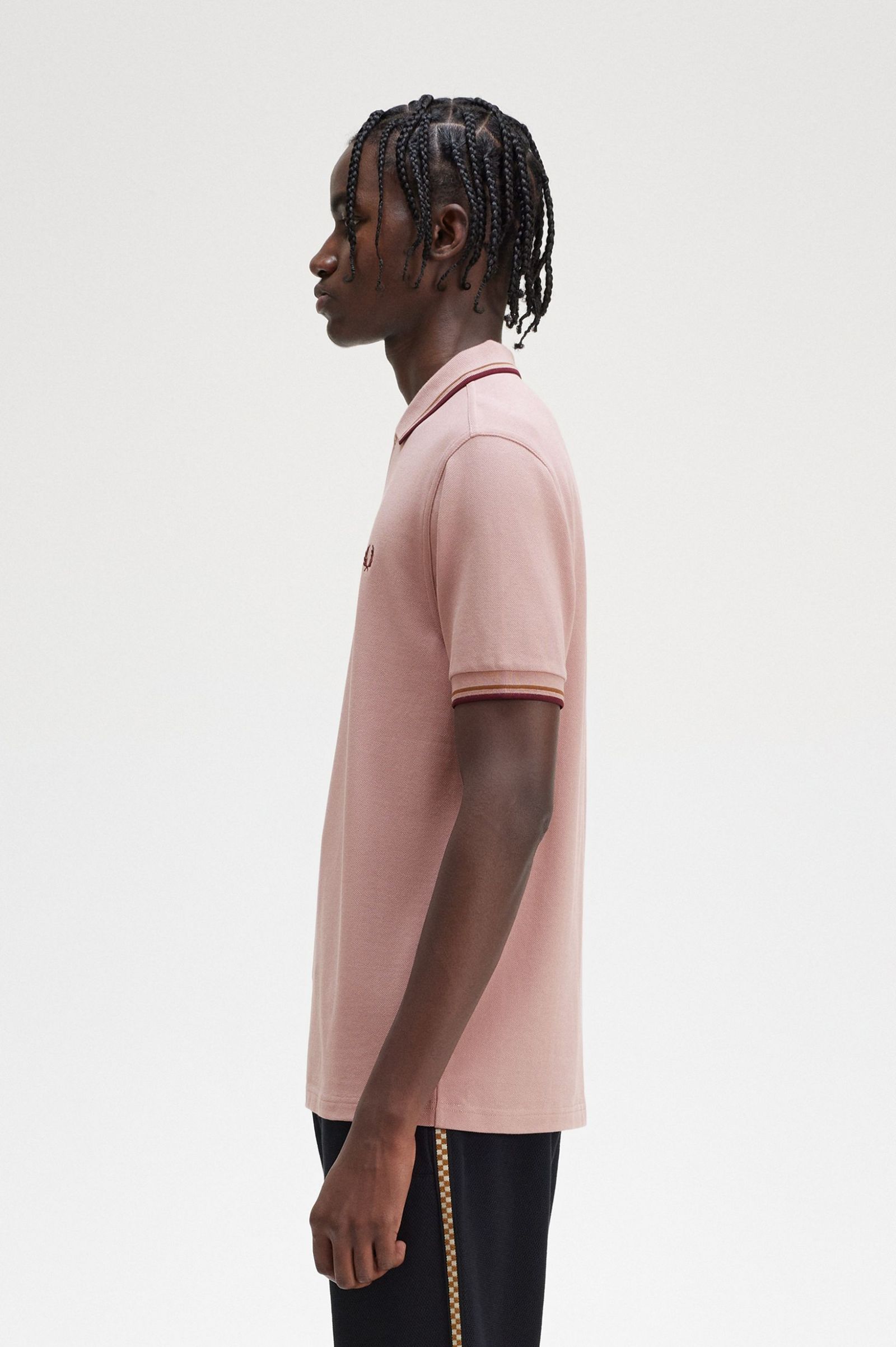 The Fred Perry ShirtM3600 Dusty Rose Pink / Shaded Stone / Oxblood