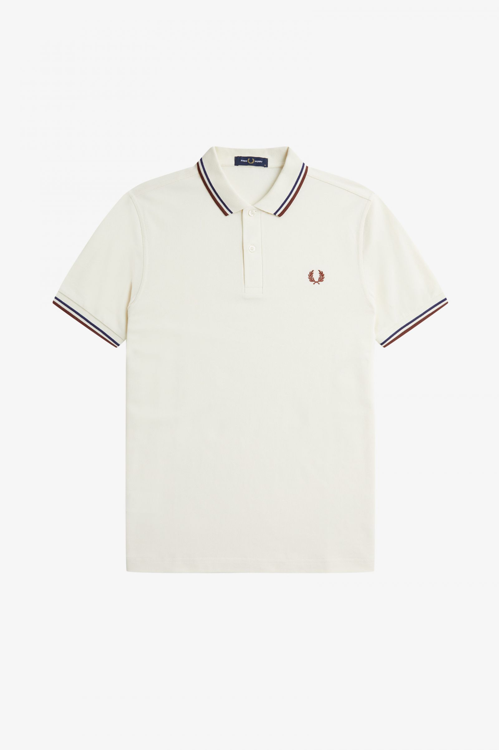 The Fred Perry ShirtM3600 Ecru / French Navy / Whisky Brown