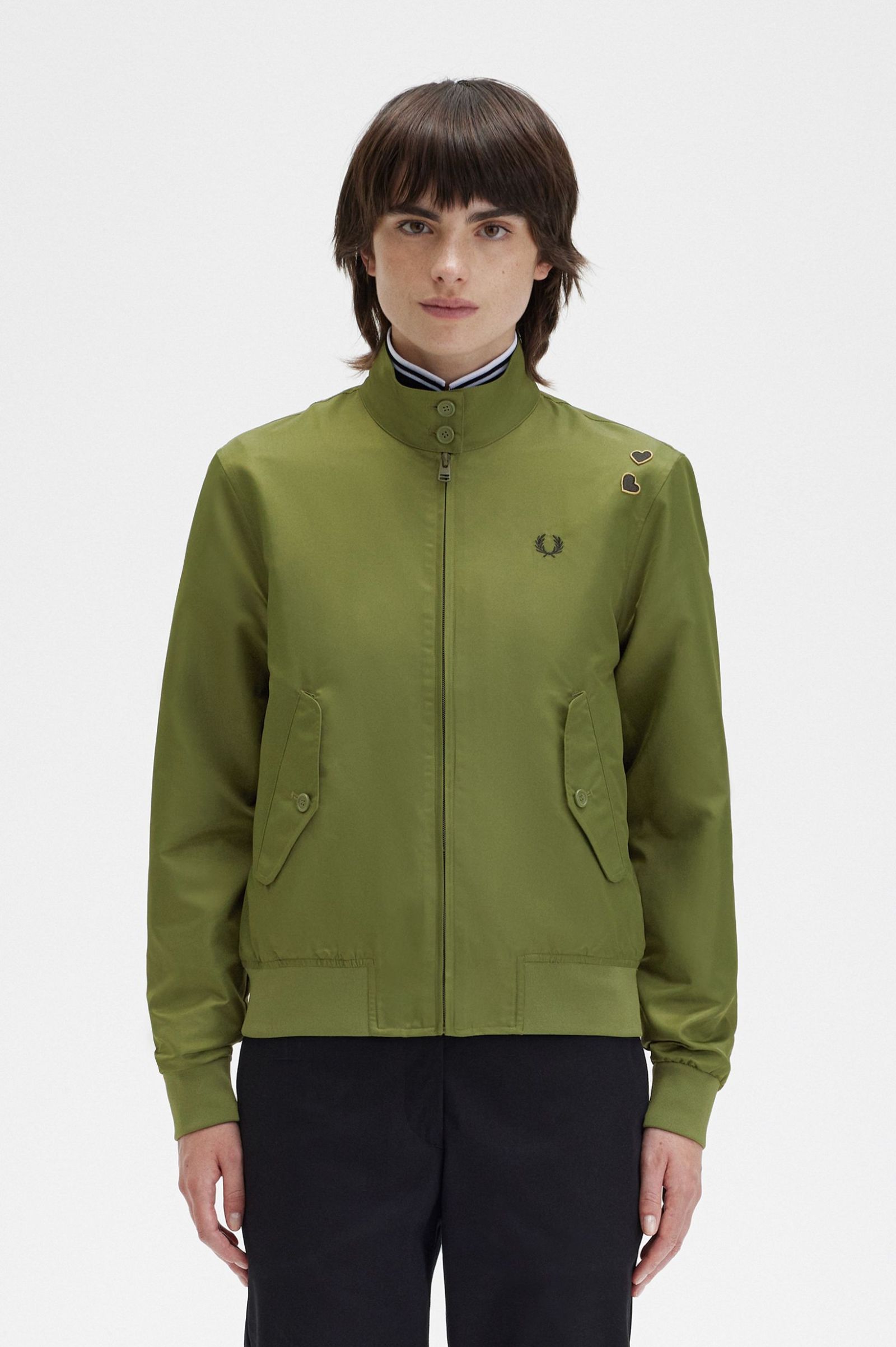 Amy Winehouse FoundationPrinted Lining Zip-Through Jacket Parka Green