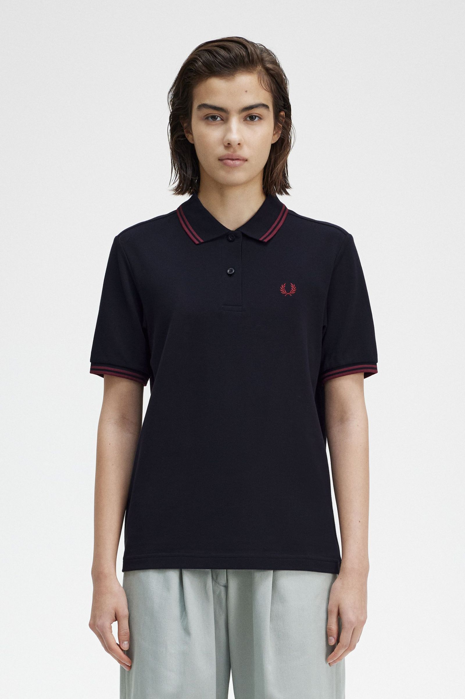 The Fred Perry ShirtG3600 Navy / Oxblood / Oxblood
