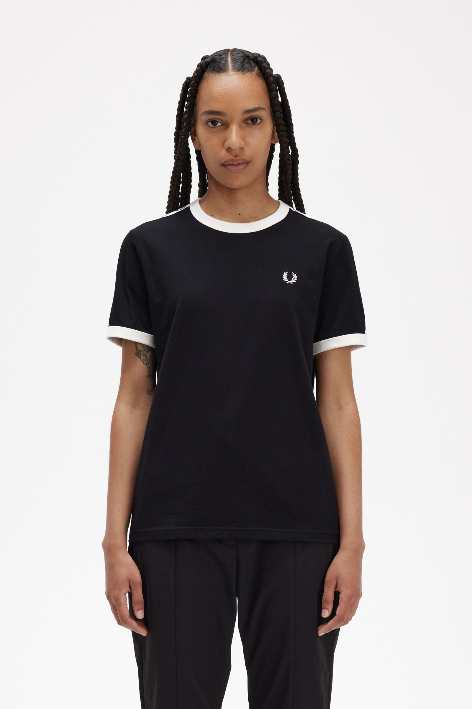 Taped Ringer T-Shirt Black