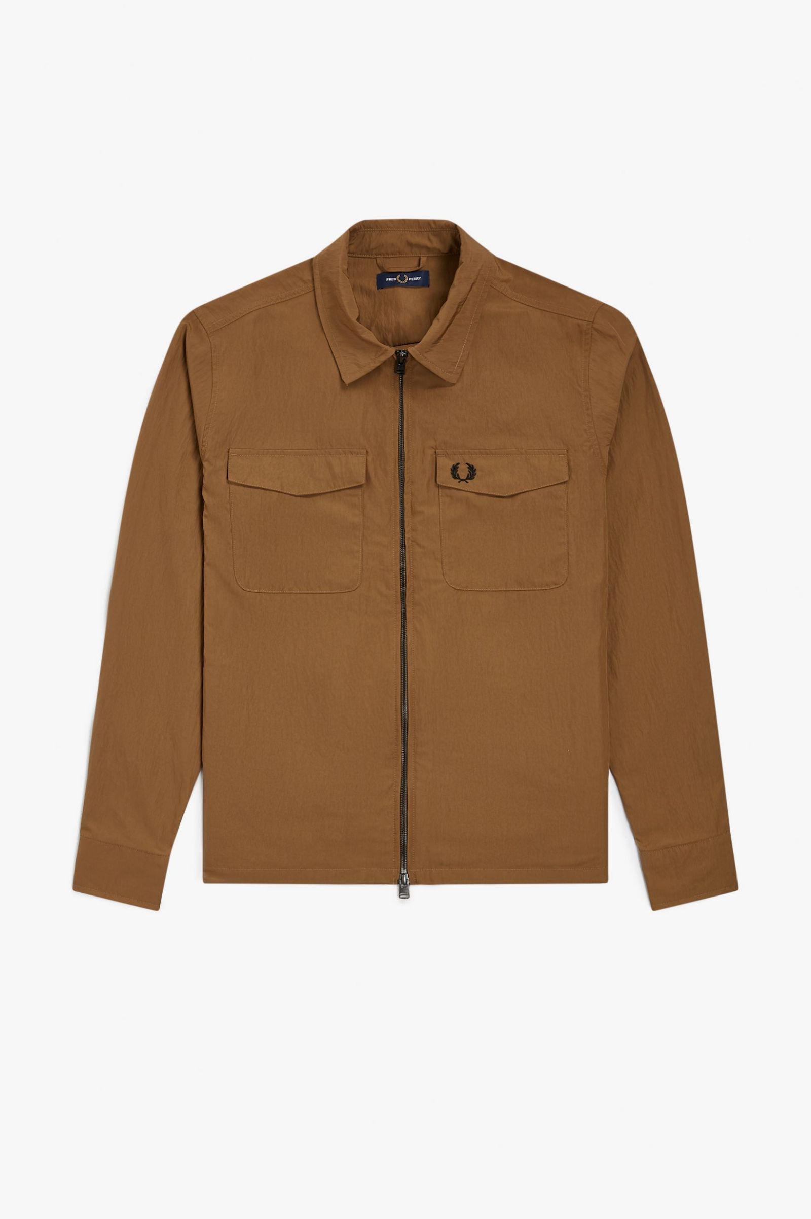 Textured Zip-Through Overshirt Shaded Stone
