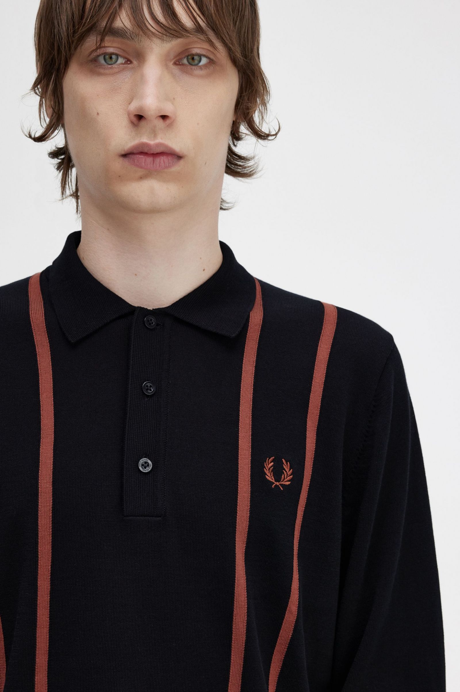 Vertical Stripe Knitted Shirt Black