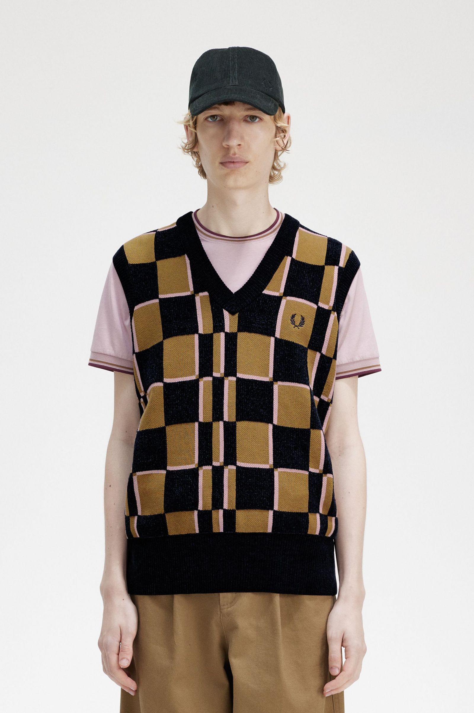Glitch Chequerboard Tank Shaded Stone / Navy