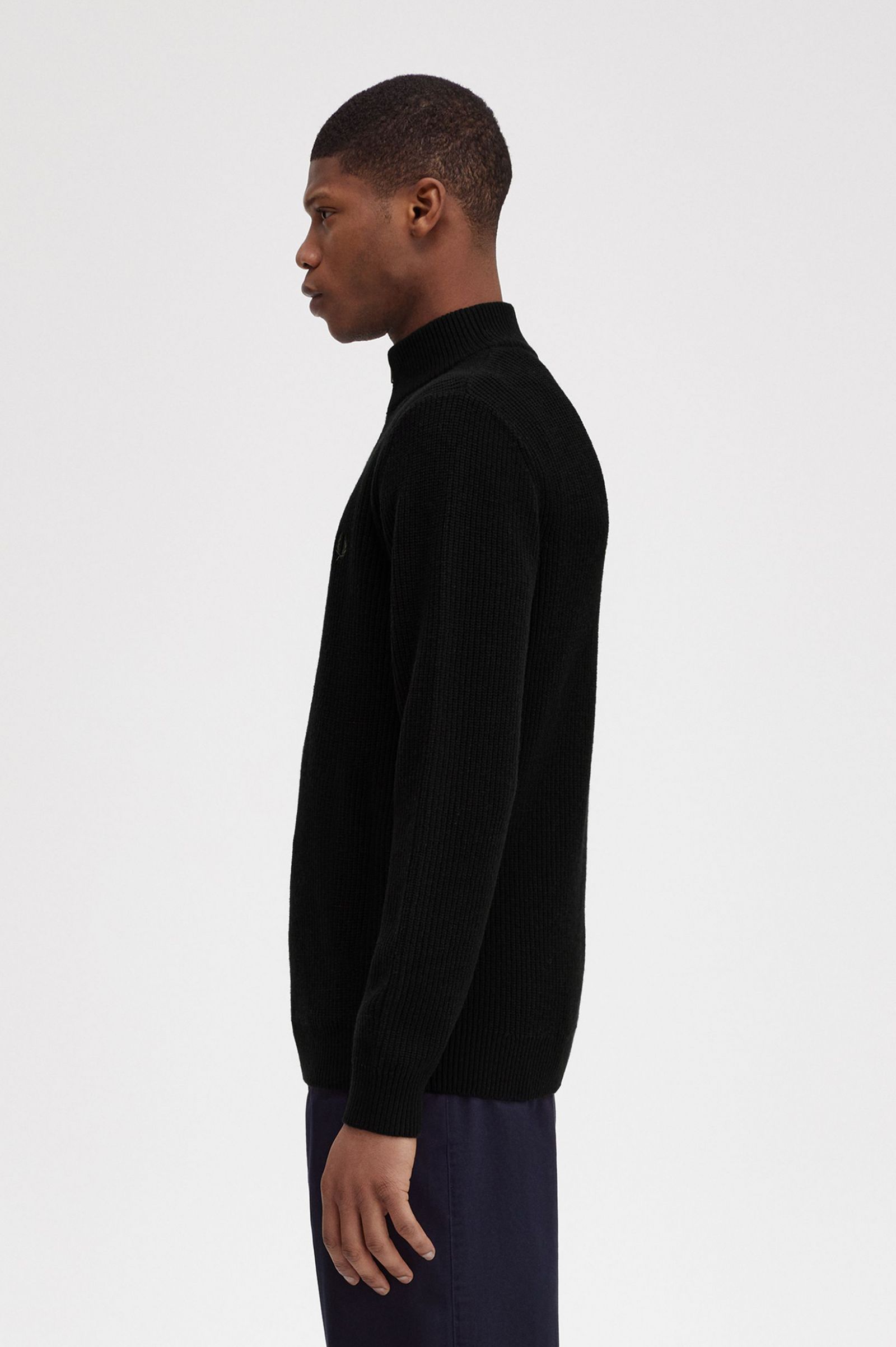 Textured Half Zip Jumper Black
