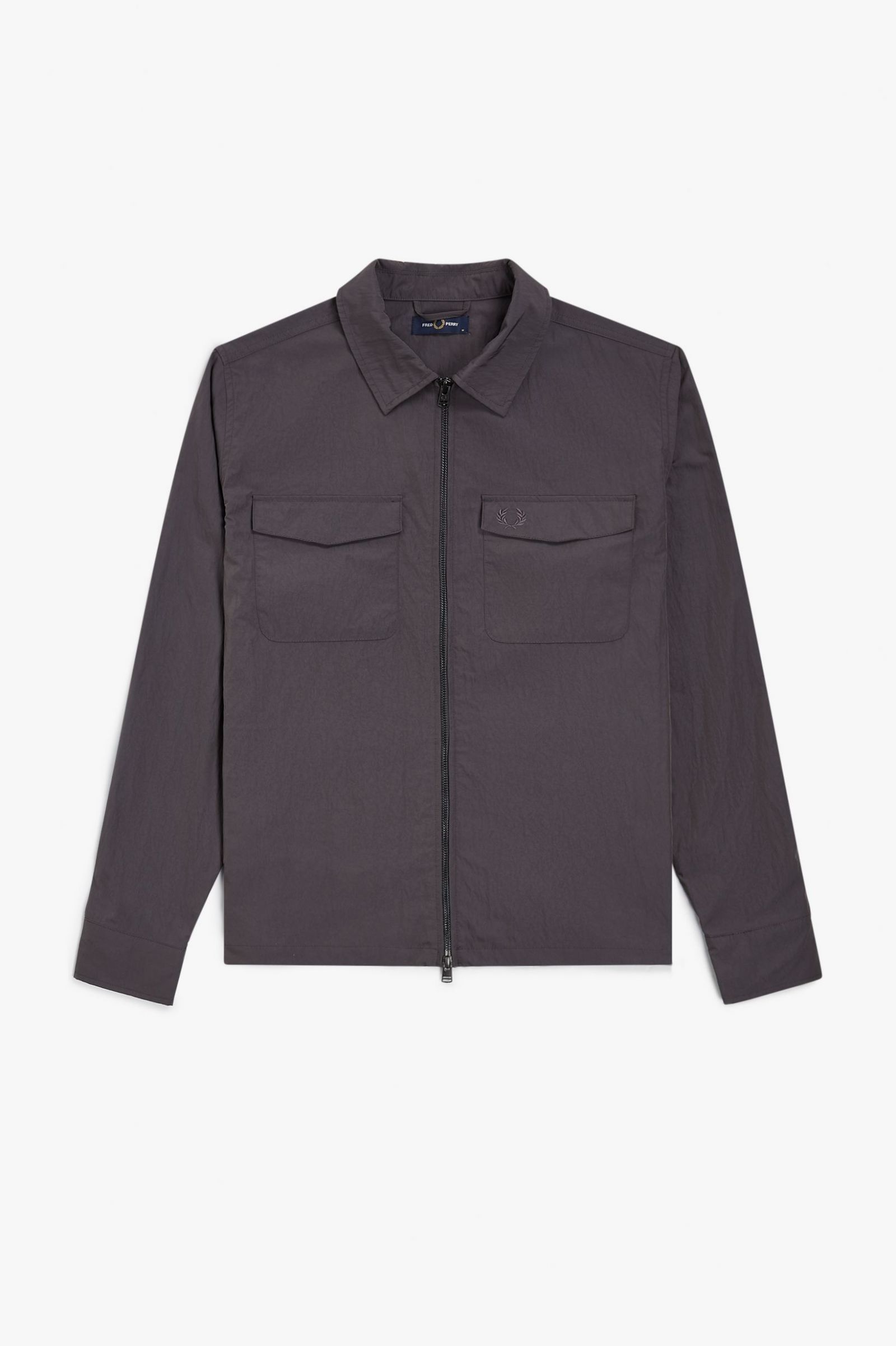 Textured Zip-Through Overshirt Gunmetal