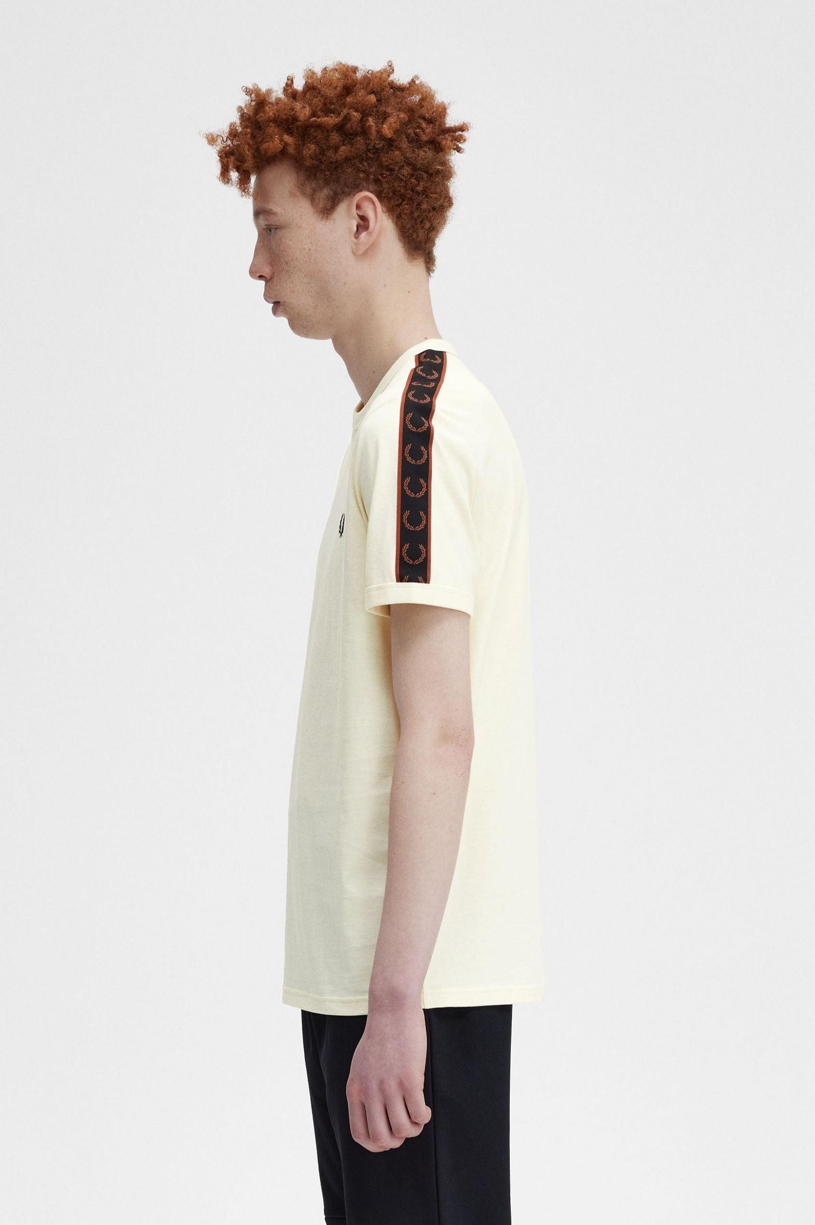 Contrast Tape Ringer T-Shirt Ecru / Whisky Brown
