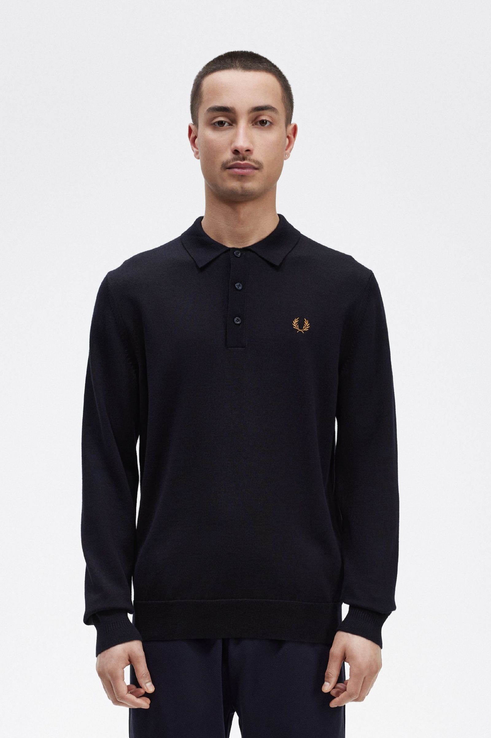 Long Sleeve Knitted Shirt Navy