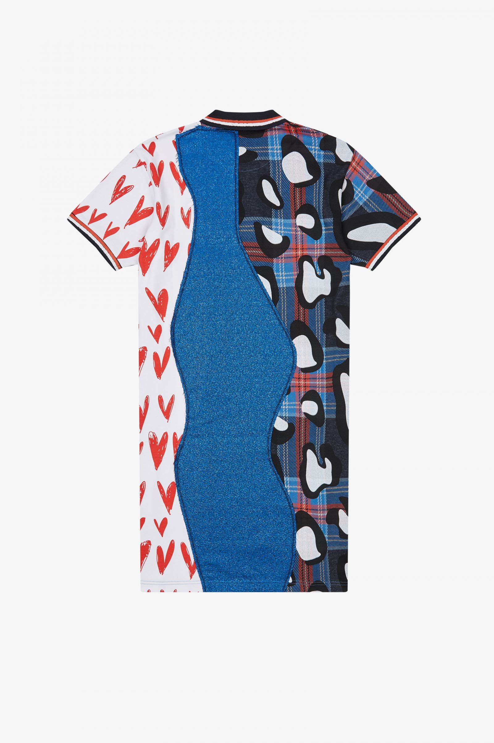 Charles Jeffrey LoverboyLongline Patchwork Polo Shirt White