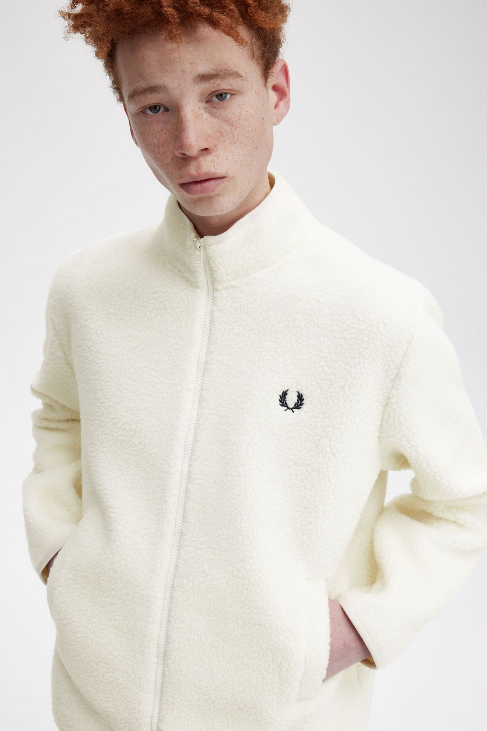 Zip Through Borg Fleece Ecru