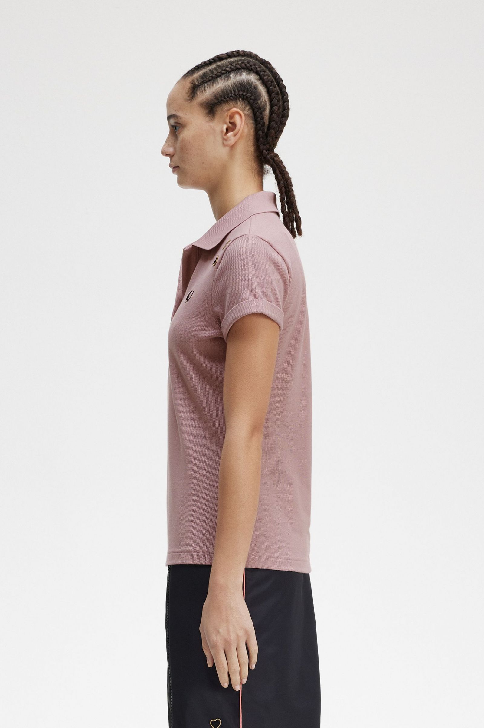Amy Winehouse FoundationOpen-Collar Piqué Shirt Dusty Rose Pink