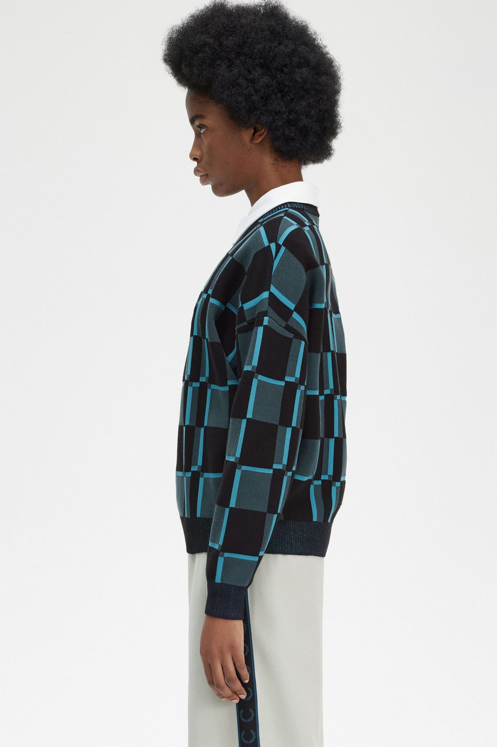 Chequerboard Jumper Cyber Blue