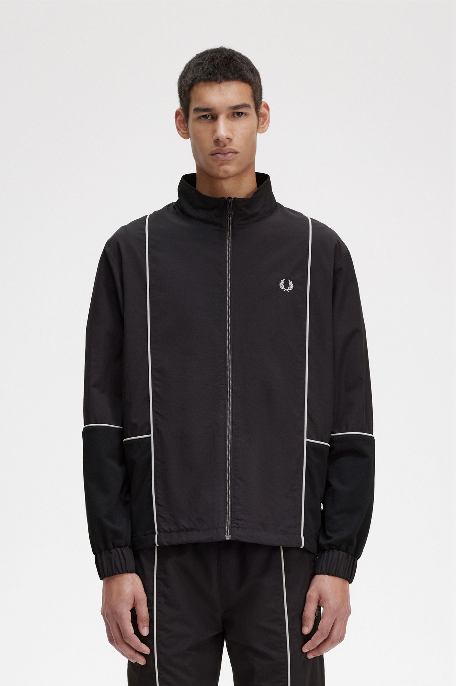 Piped Shell Jacket Black