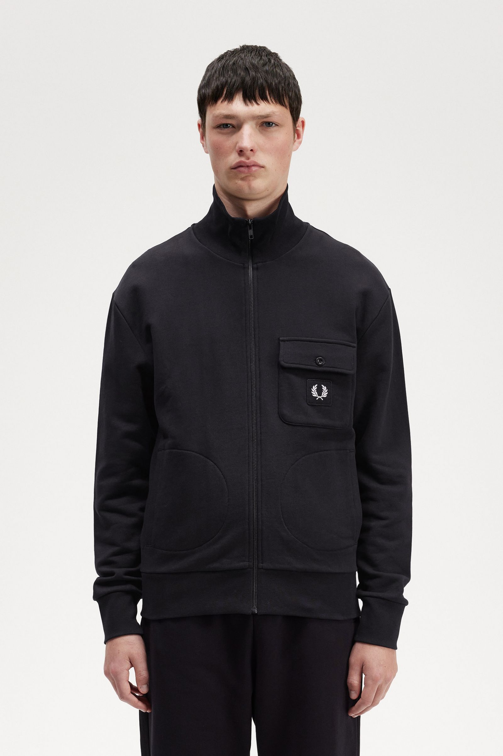 Funnel Neck Track Jacket Black