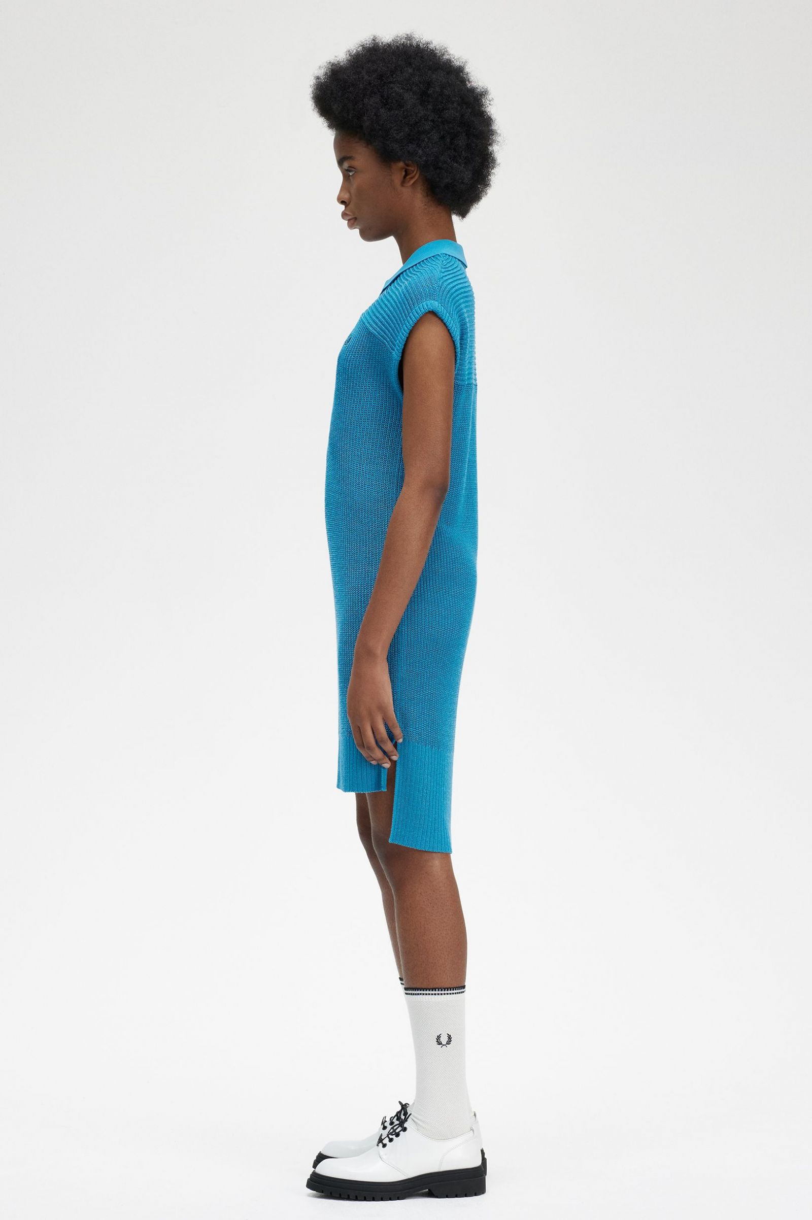 Knitted Shirt Dress Cyber Blue