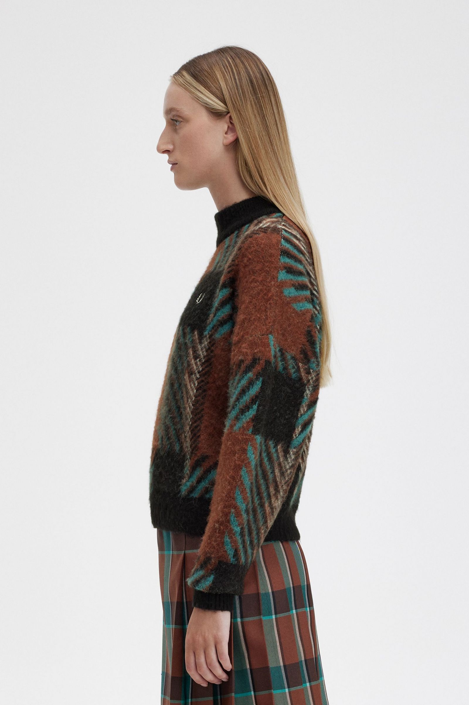 Glitch Tartan Jumper Whisky Brown