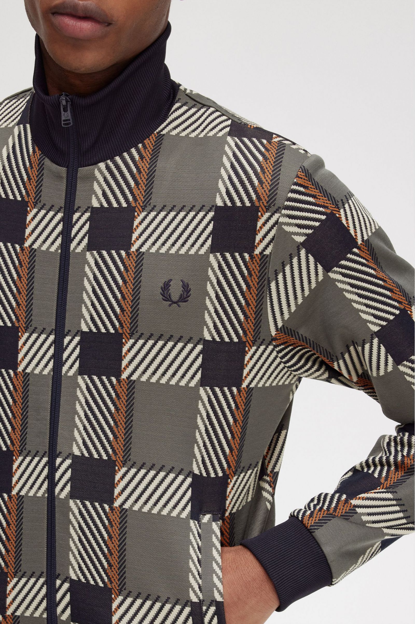 Glitch Tartan Track Jacket Field Green