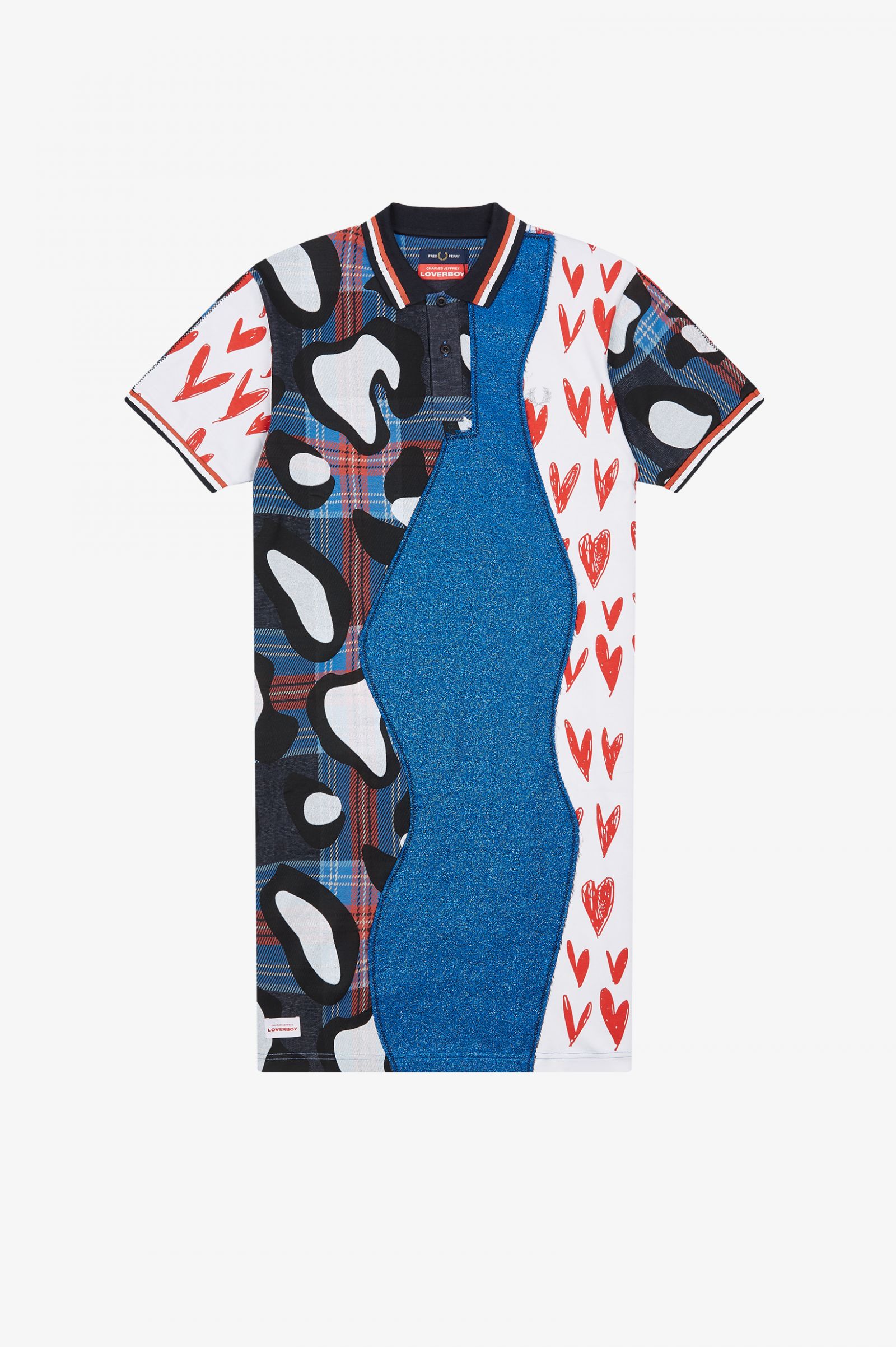Charles Jeffrey LoverboyLongline Patchwork Polo Shirt White