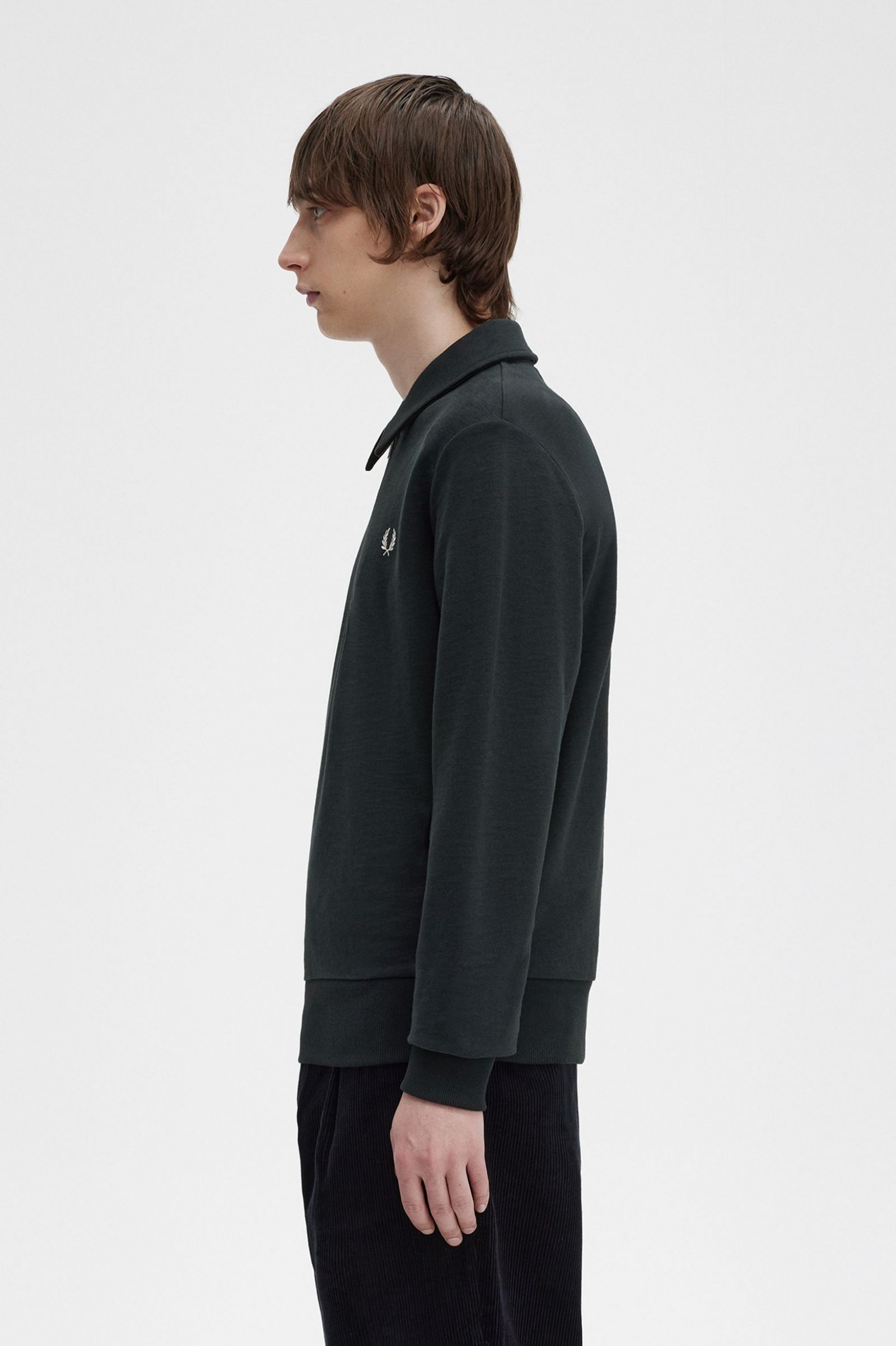 Zip Neck Collar Sweatshirt Night Green