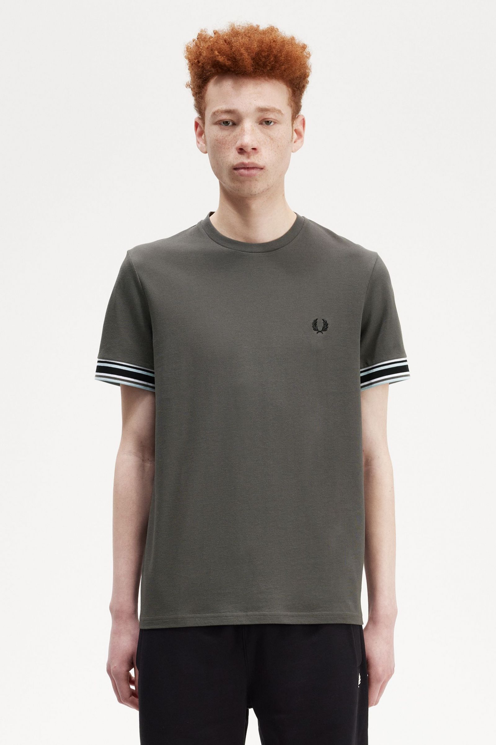 Bold Tipped Piqué T-Shirt Field Green
