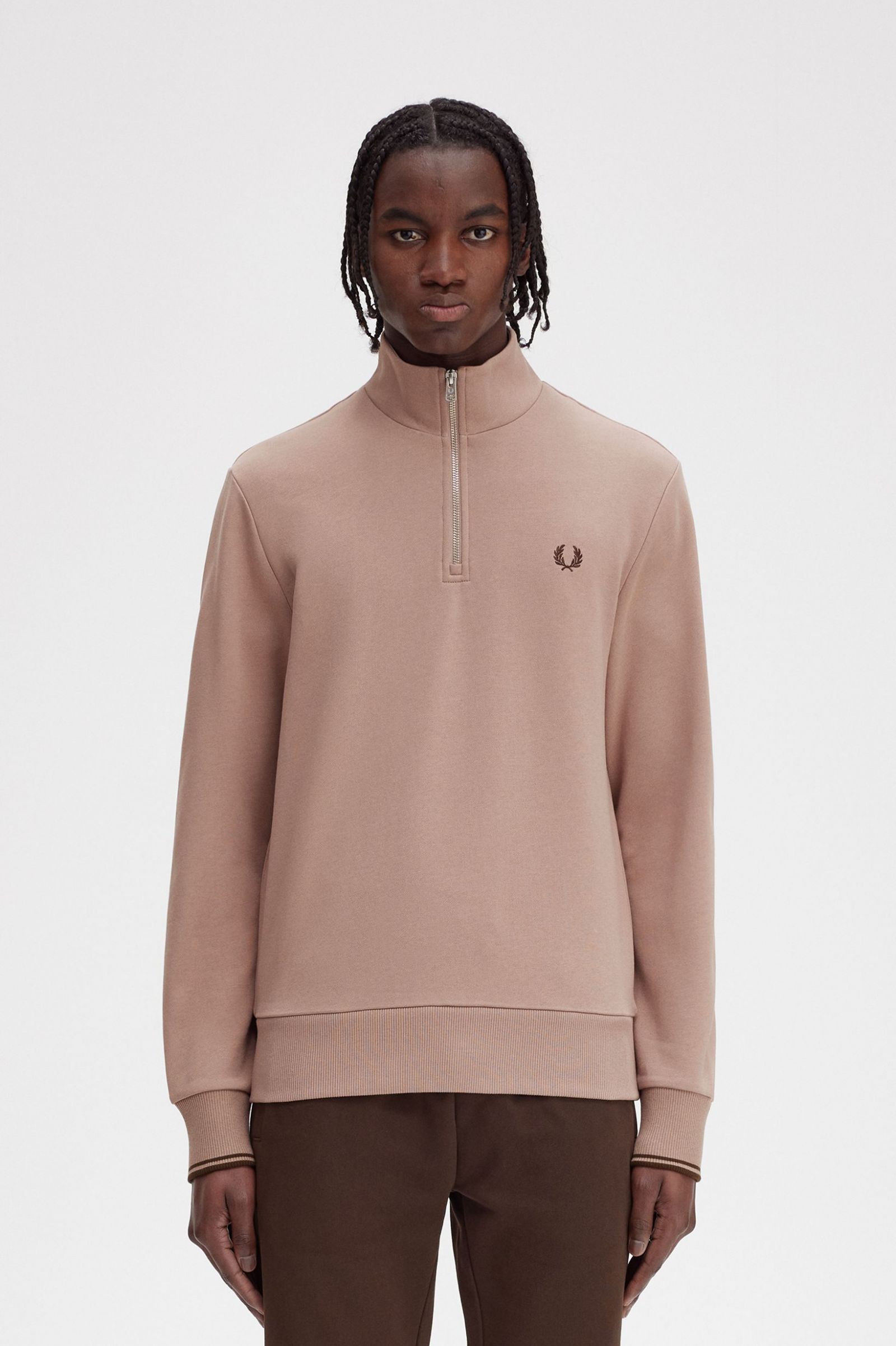 Half Zip Sweatshirt Dark Pink