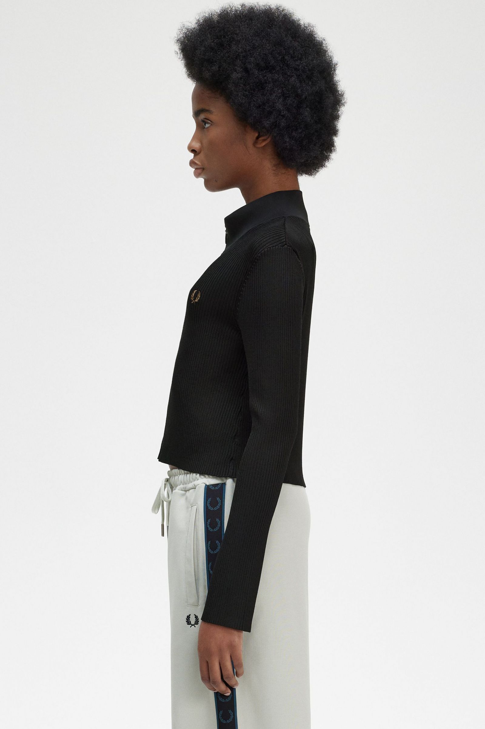 Ribbed Zip Through Jumper Black