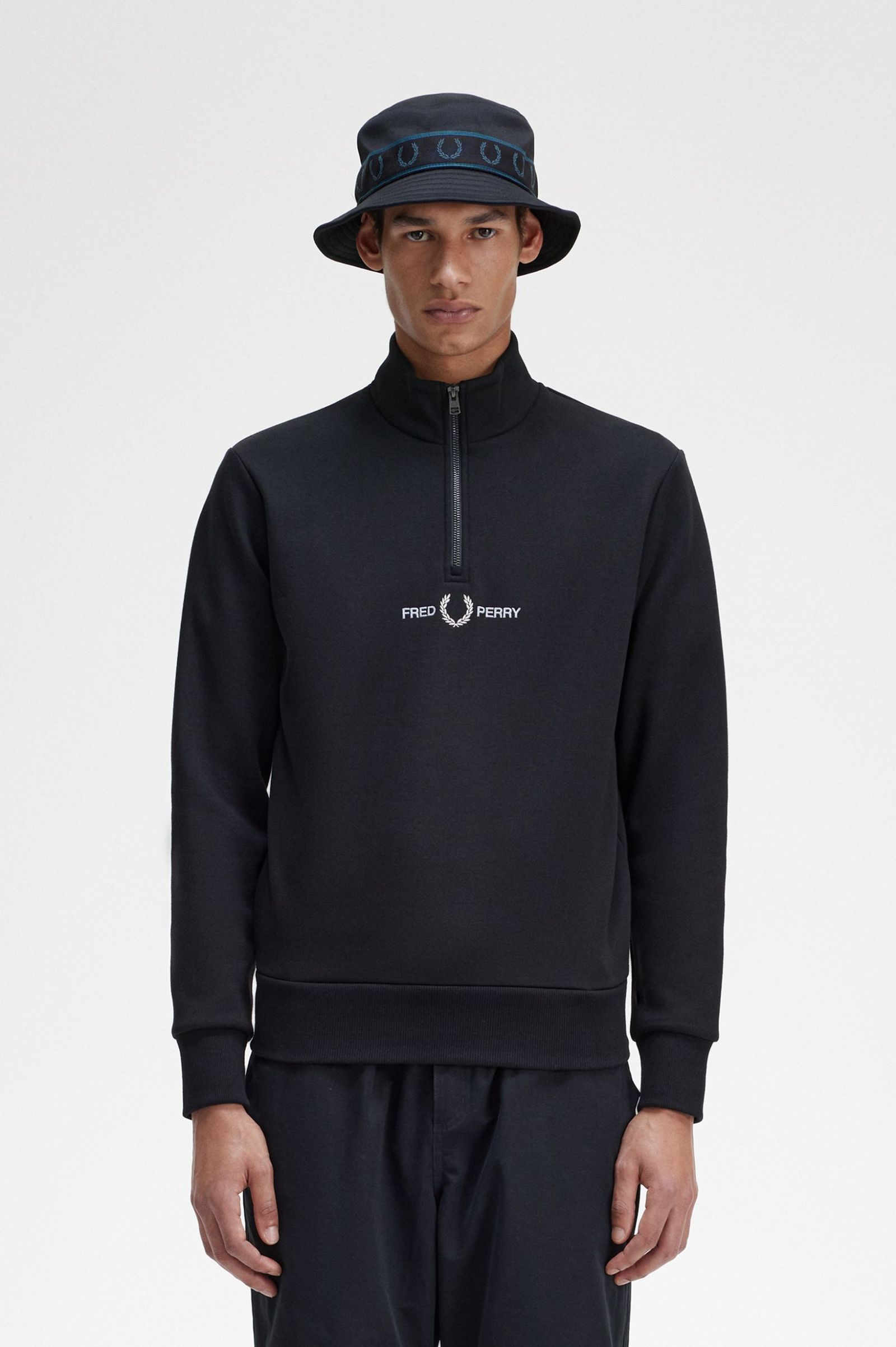 Embroidered Half Zip Sweatshirt Navy