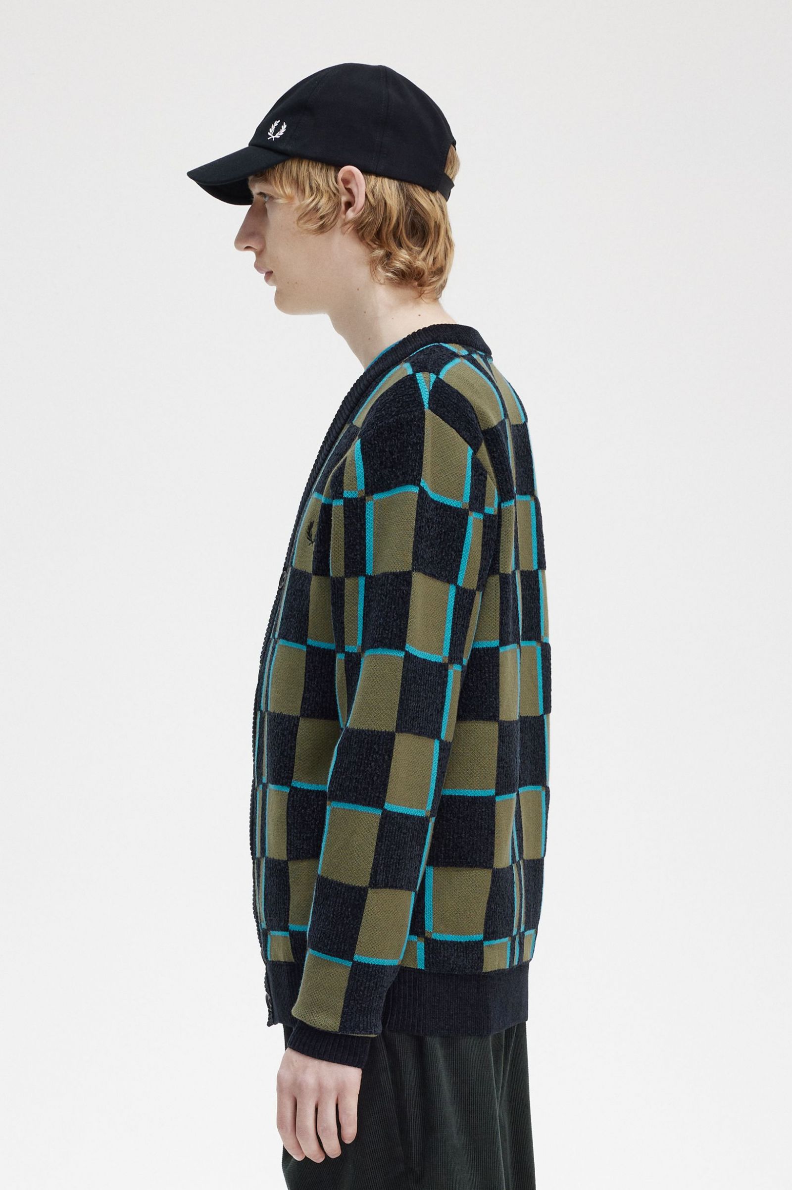 Glitch Chequerboard Cardigan Uniform Green / Black