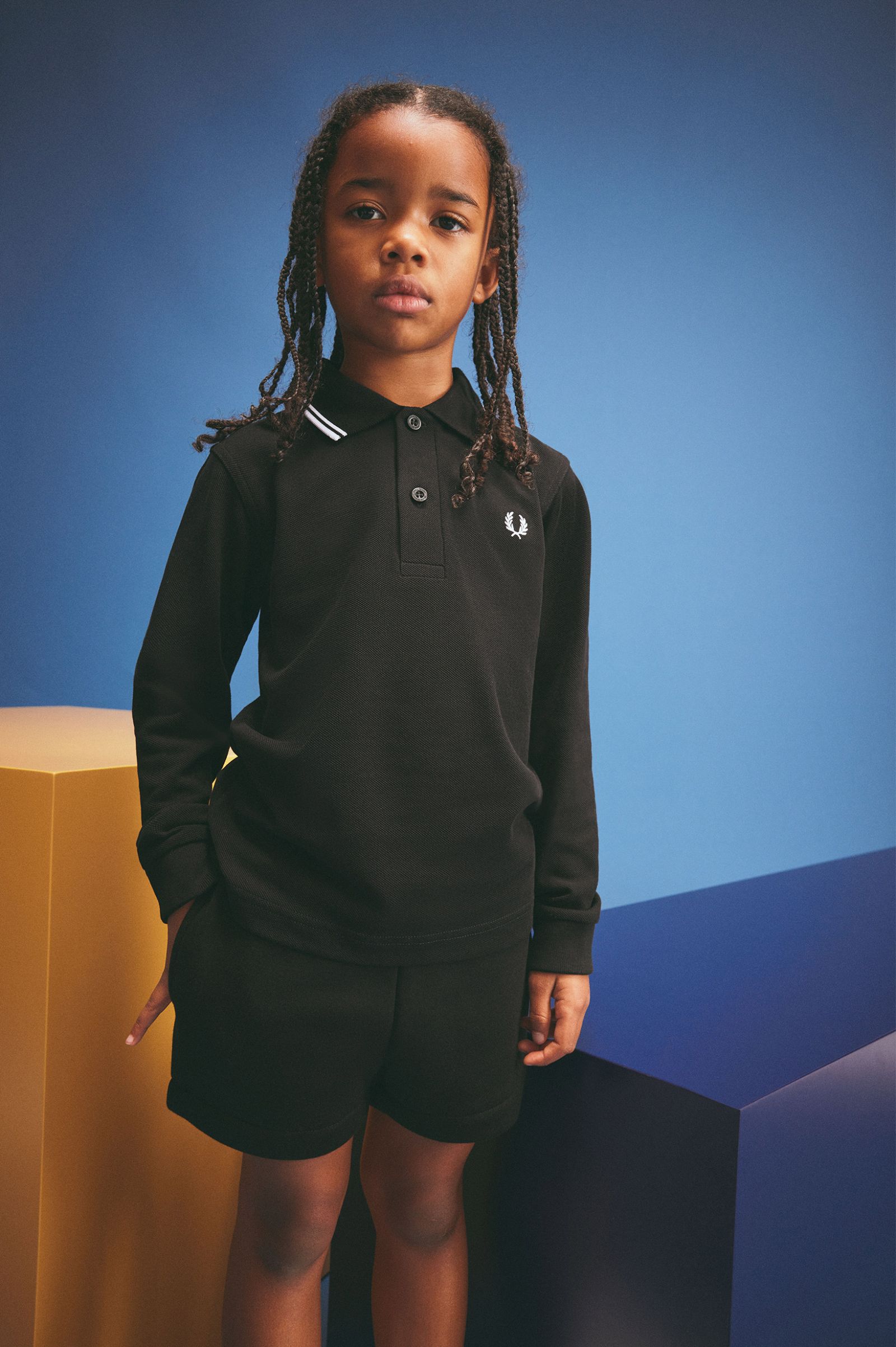 The Fred Perry ShirtKids Long Sleeve Twin Tipped Fred Perry Shirt Black / White / White