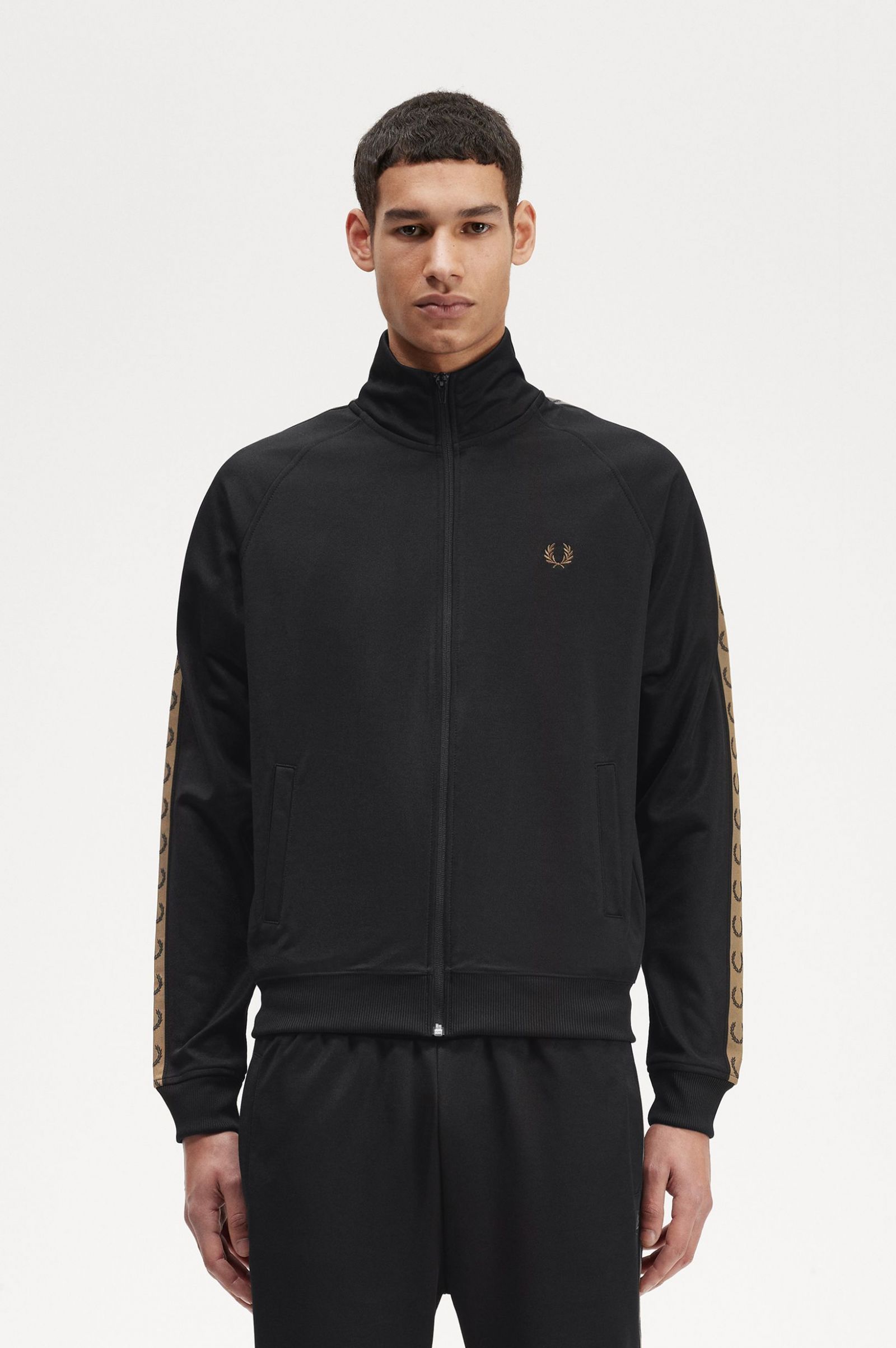 Contrast Tape Track Jacket Black / Shaded Stone