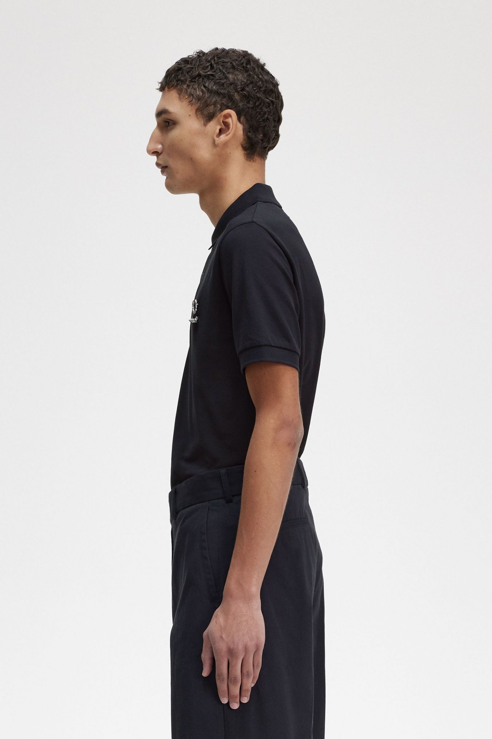 Raf SimonsEnamel Pin Polo Shirt Black