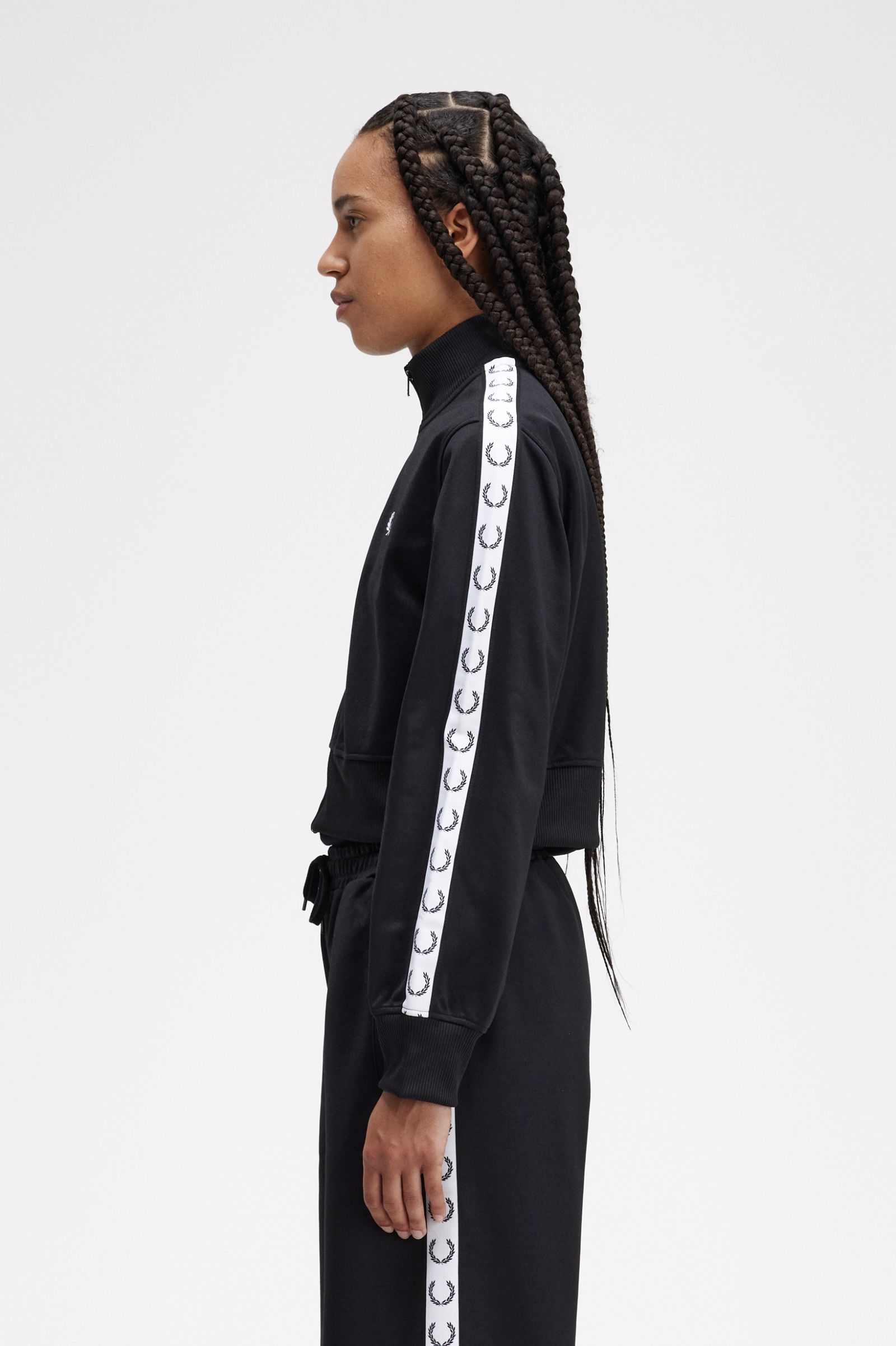 Cropped Taped Track Jacket Black