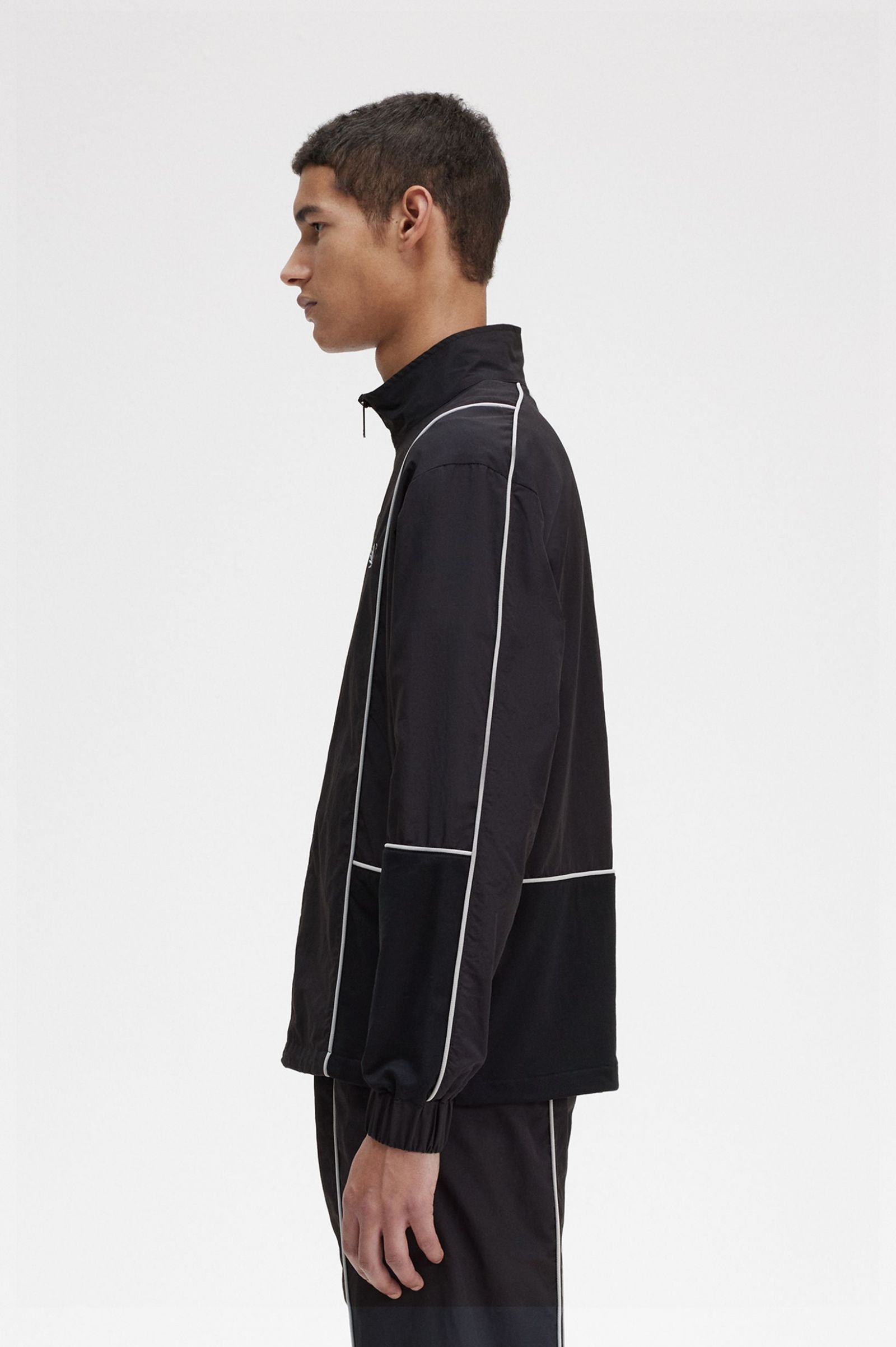 Piped Shell Jacket Black